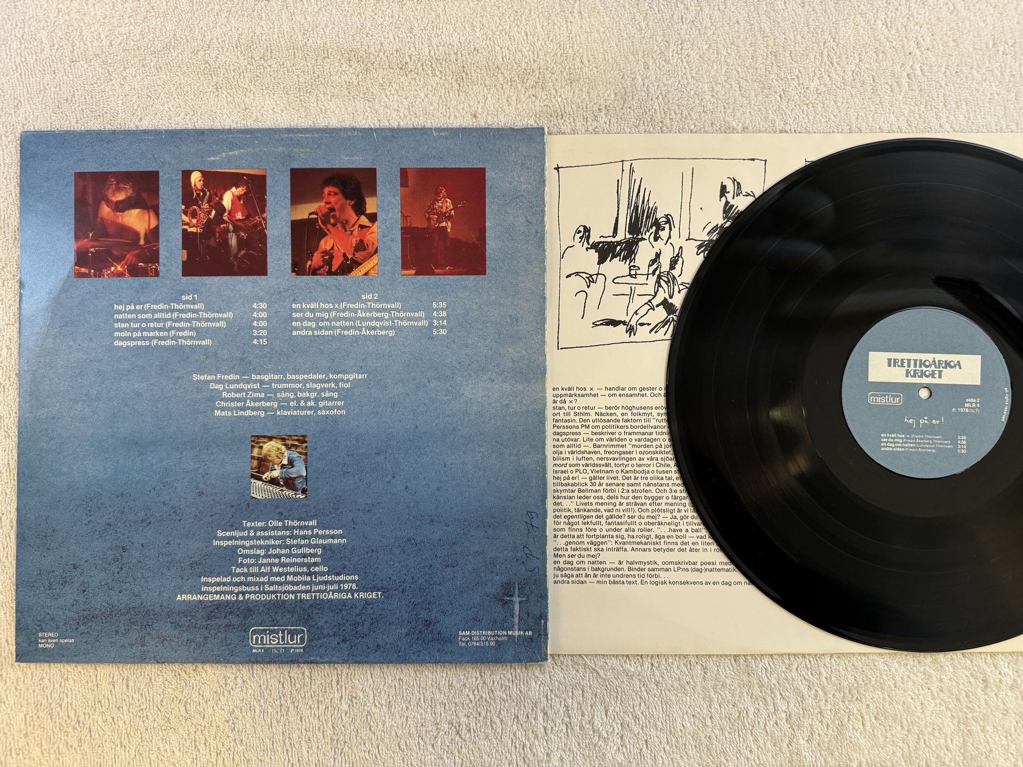 Omslagsbild för skivan TRETTIOÅRIGA KRIGET hej på er! LP -78 SWE MLR 4 Mistlur