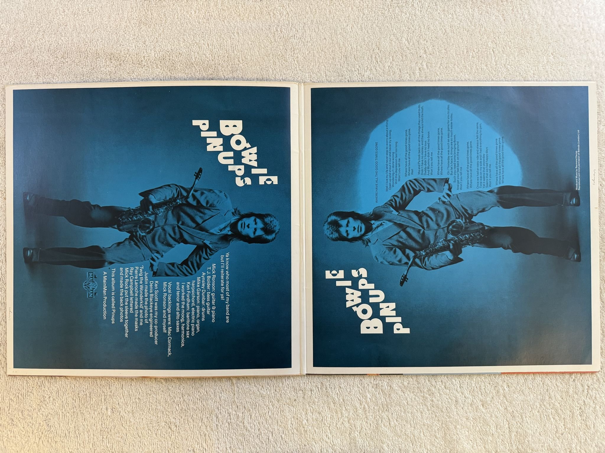 Omslagsbild för skivan BOWIE pinups LP -73 APL1-0291 RCA Victor