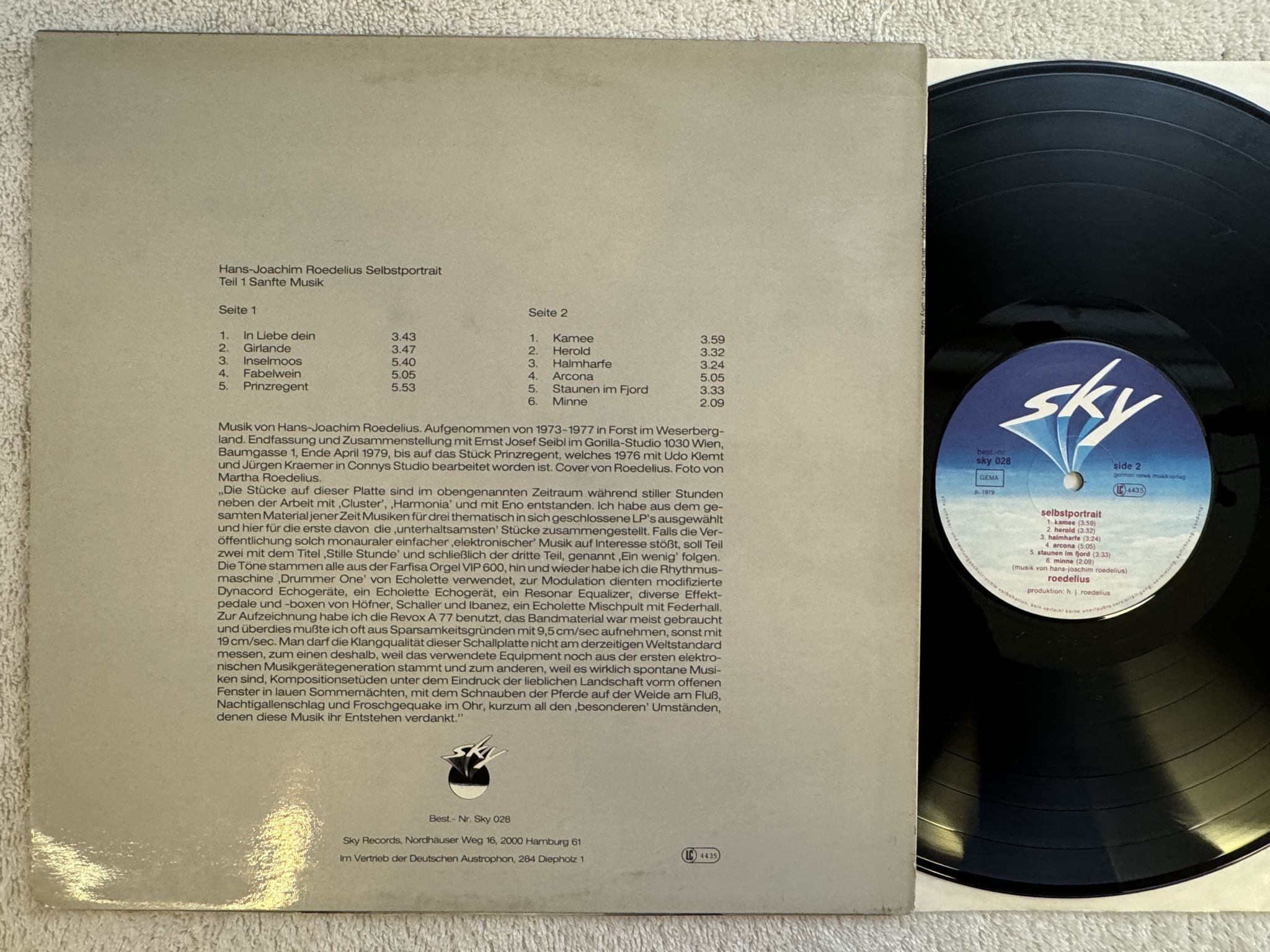 Omslagsbild för skivan ROEDELIUS Selbstportrait (Teil 1 Sanfte Musik) LP -79 Sky 028 Sky Records
