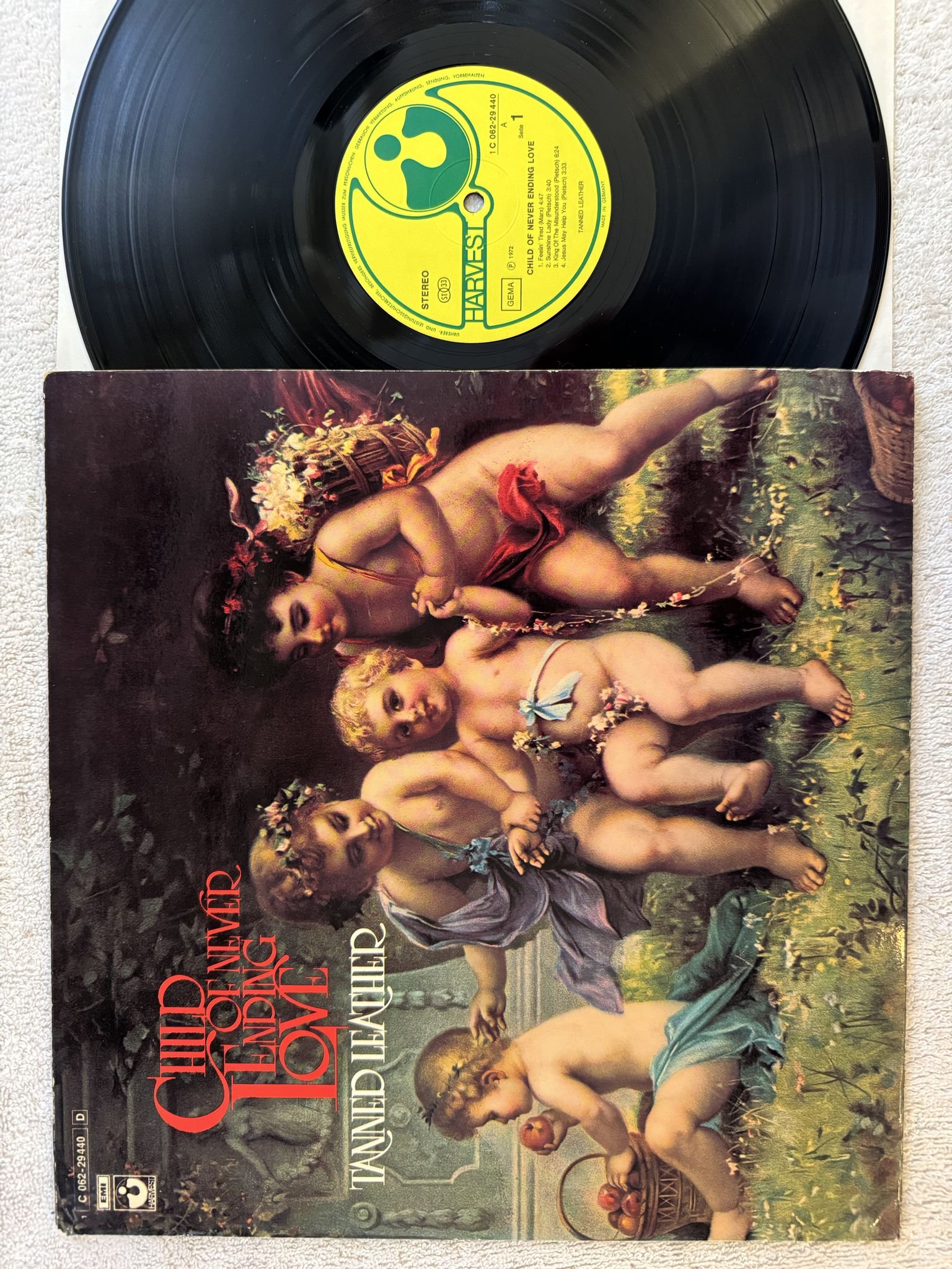 Omslagsbild för skivan TANNED LEATHER child of never ending love LP -72 1 C 062-29 440 Harvest