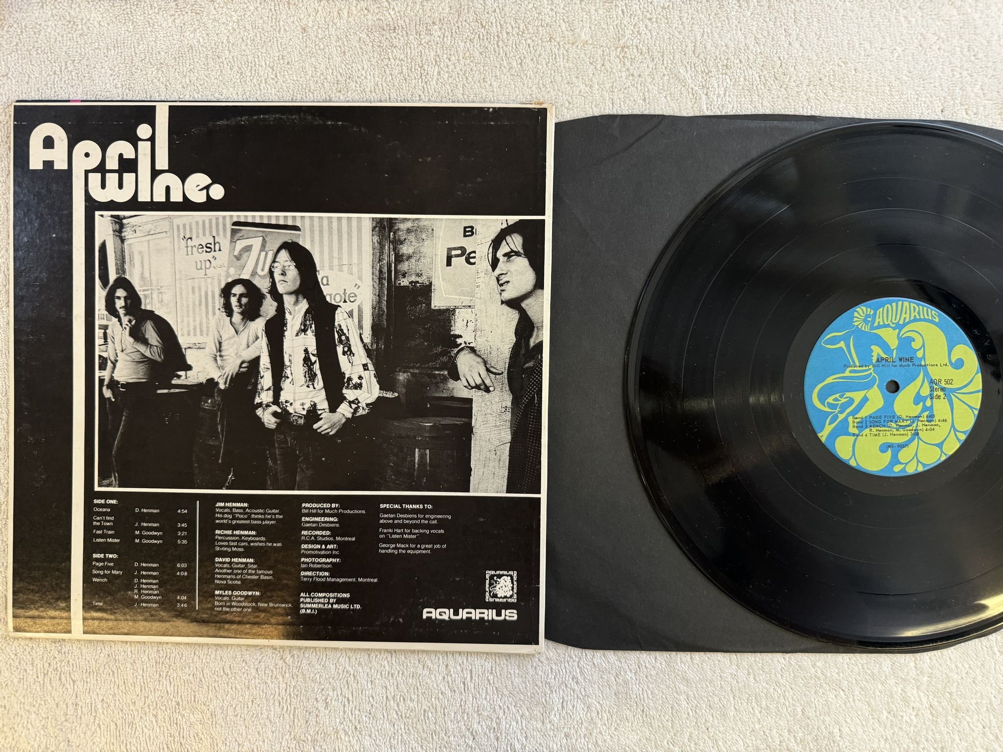 Omslagsbild för skivan APRIL WINE april wine LP US AQR-502 Aquarius Records