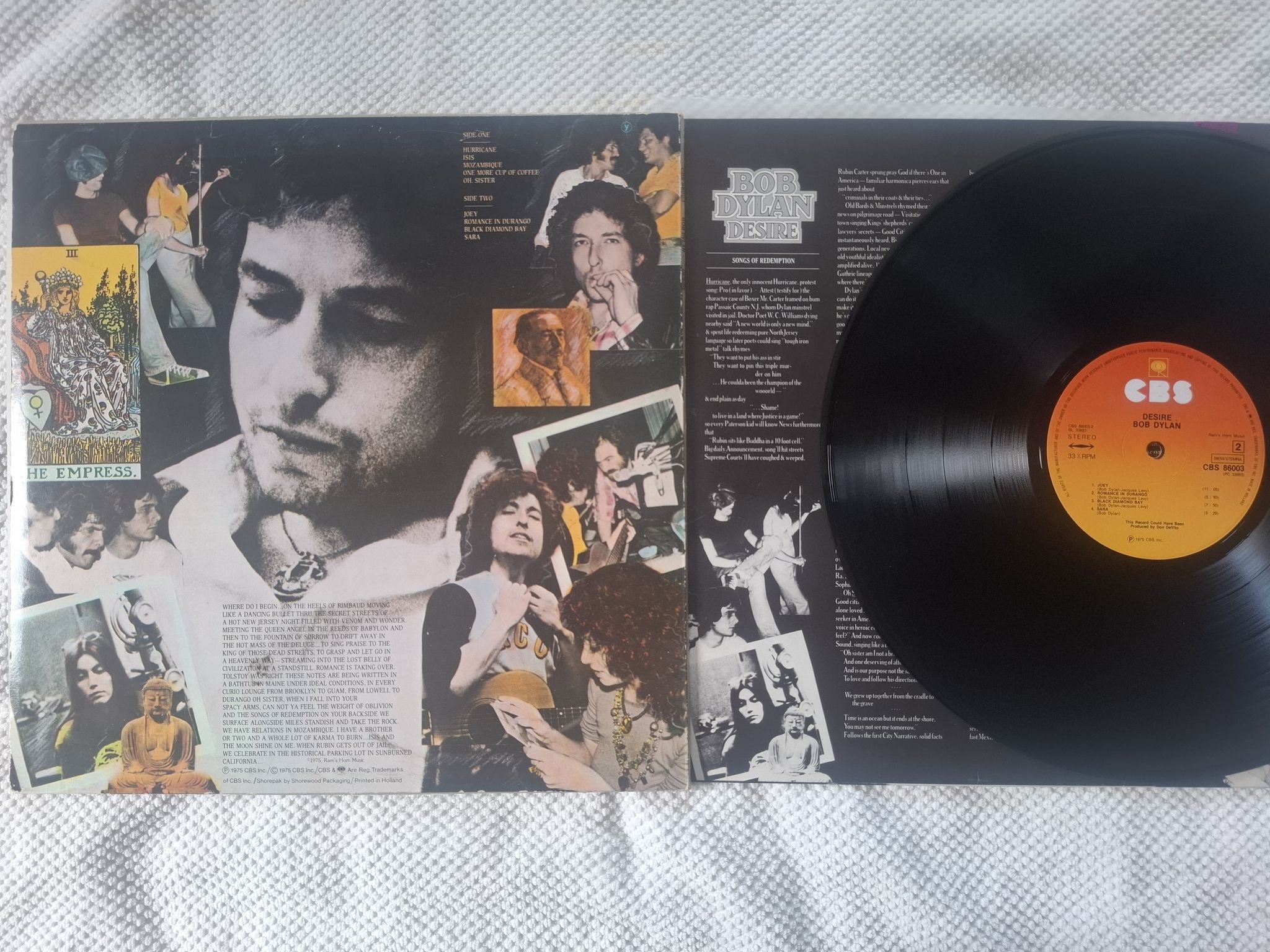 Omslagsbild för skivan BOB DYLAN desire LP -76 CBS 86003 ** one more cup of coffee **