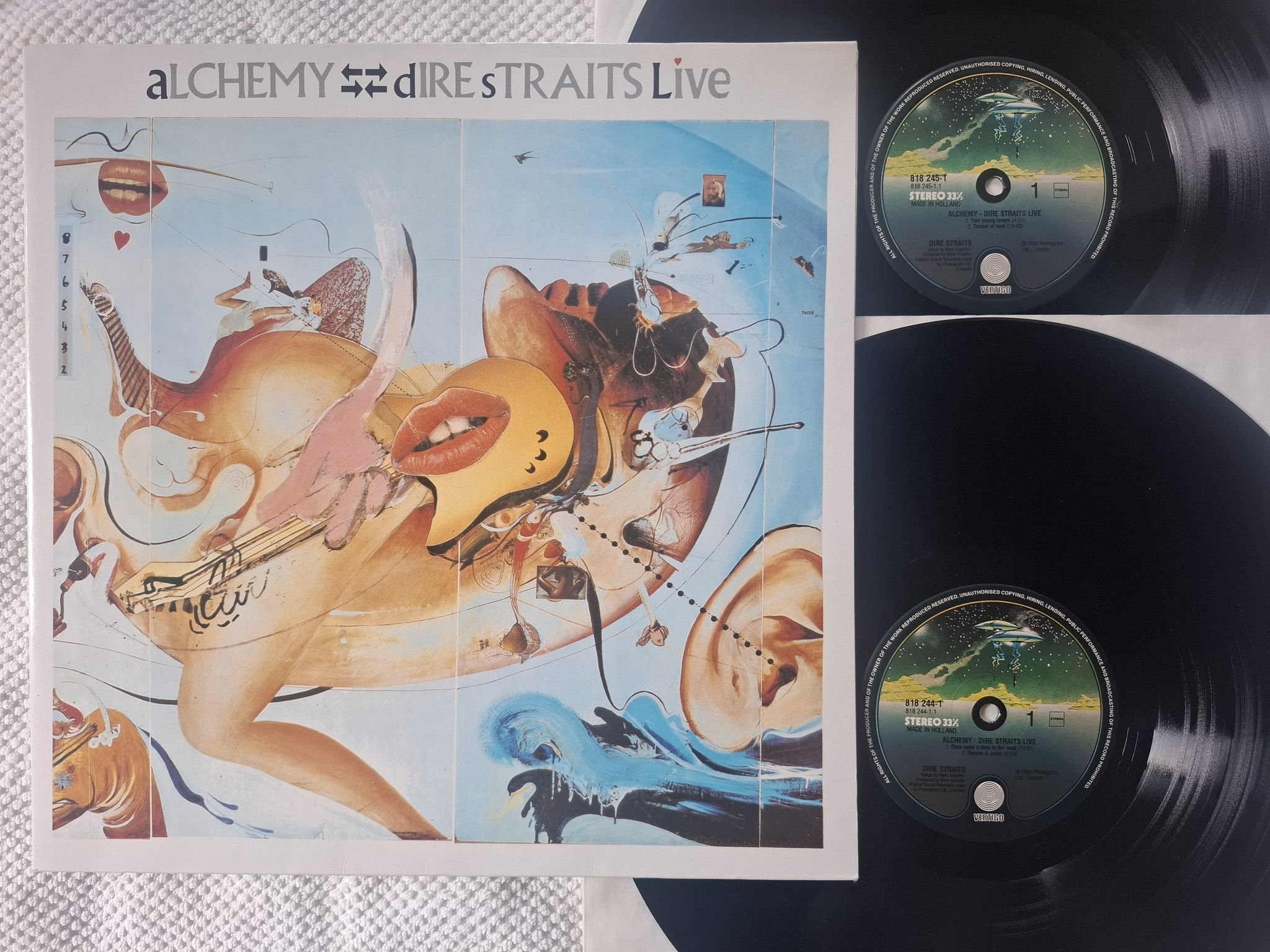 Omslagsbild för skivan DIRE STRAITS alchemy - dire straits live 2x LP -84 818 243-1 Vertigo