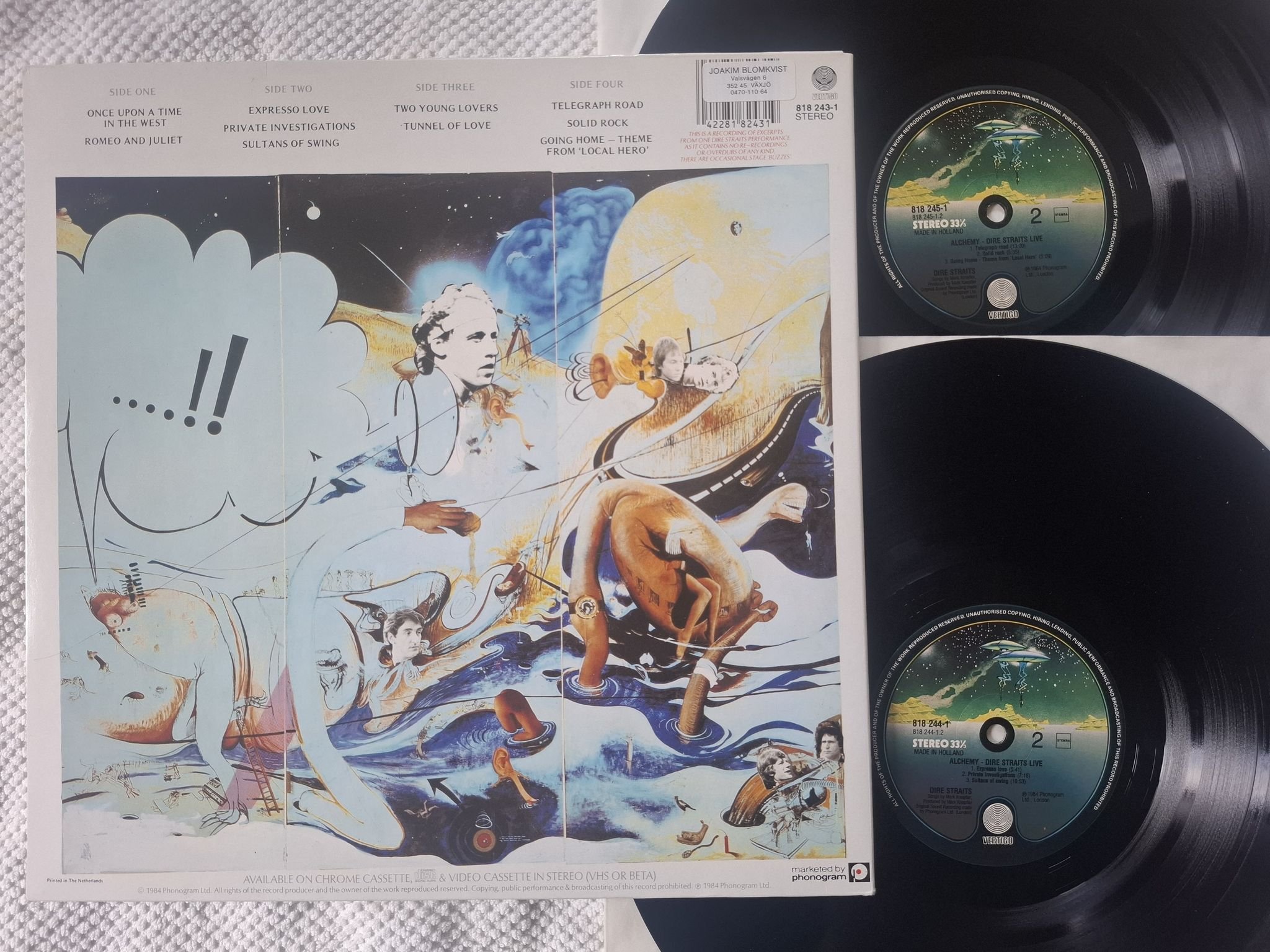 Omslagsbild för skivan DIRE STRAITS alchemy - dire straits live 2x LP -84 818 243-1 Vertigo