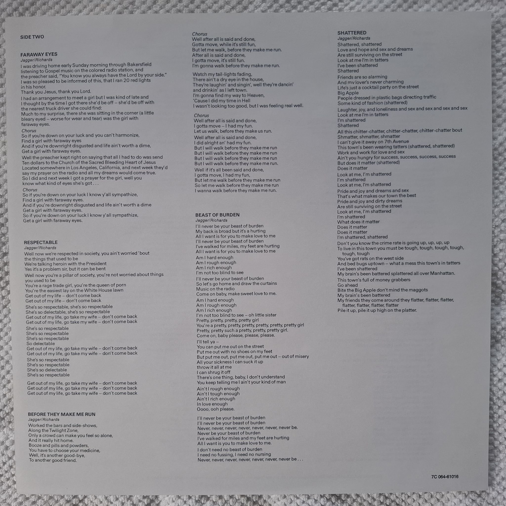 Omslagsbild för skivan THE ROLLING STONES some girls LP -78 7C 064-61016 Rolling Stones Records