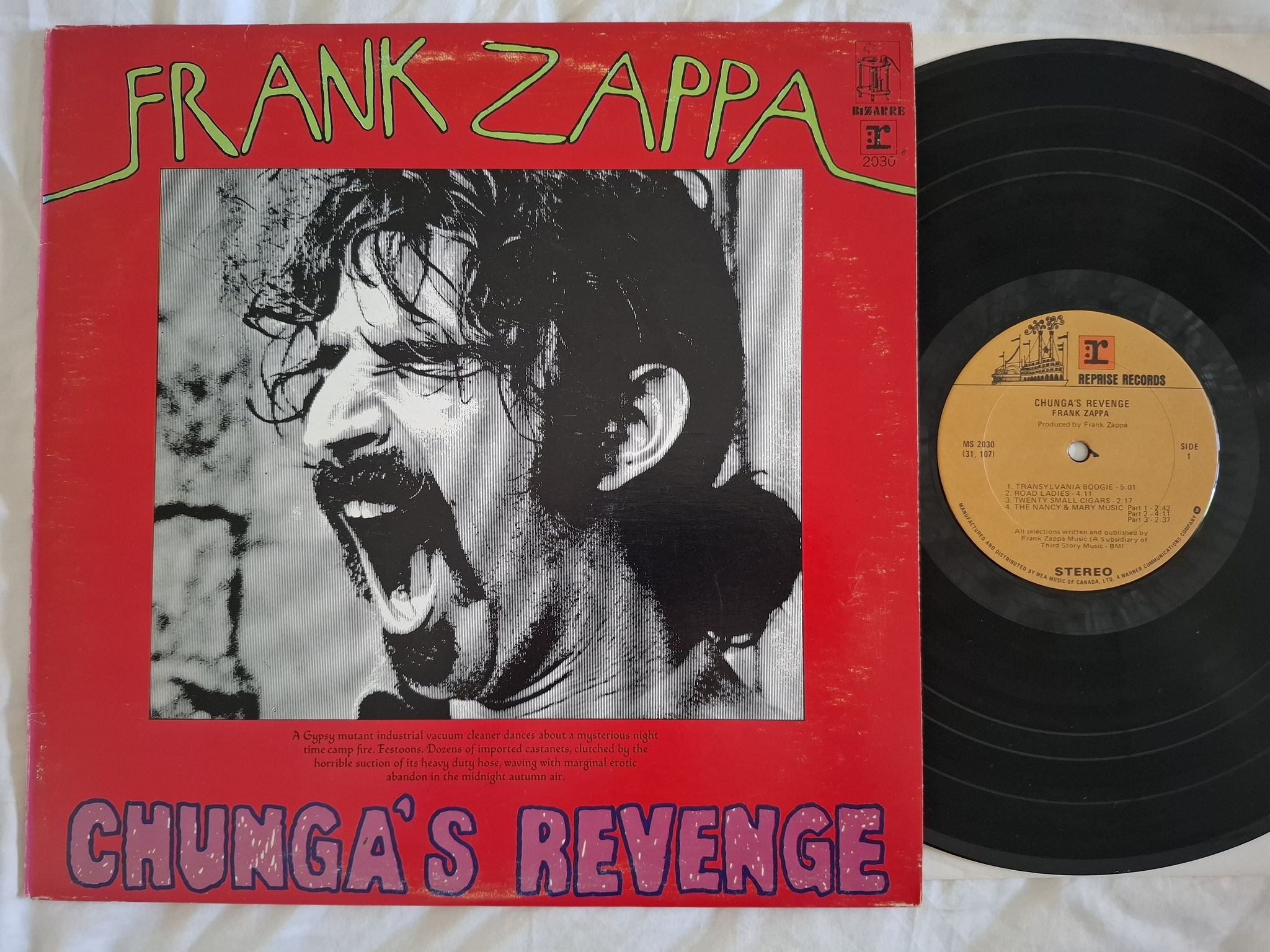 Omslagsbild för skivan FRANK ZAPPA chunga´s Revenge LP -71 RSLP 2030 Reprise Records