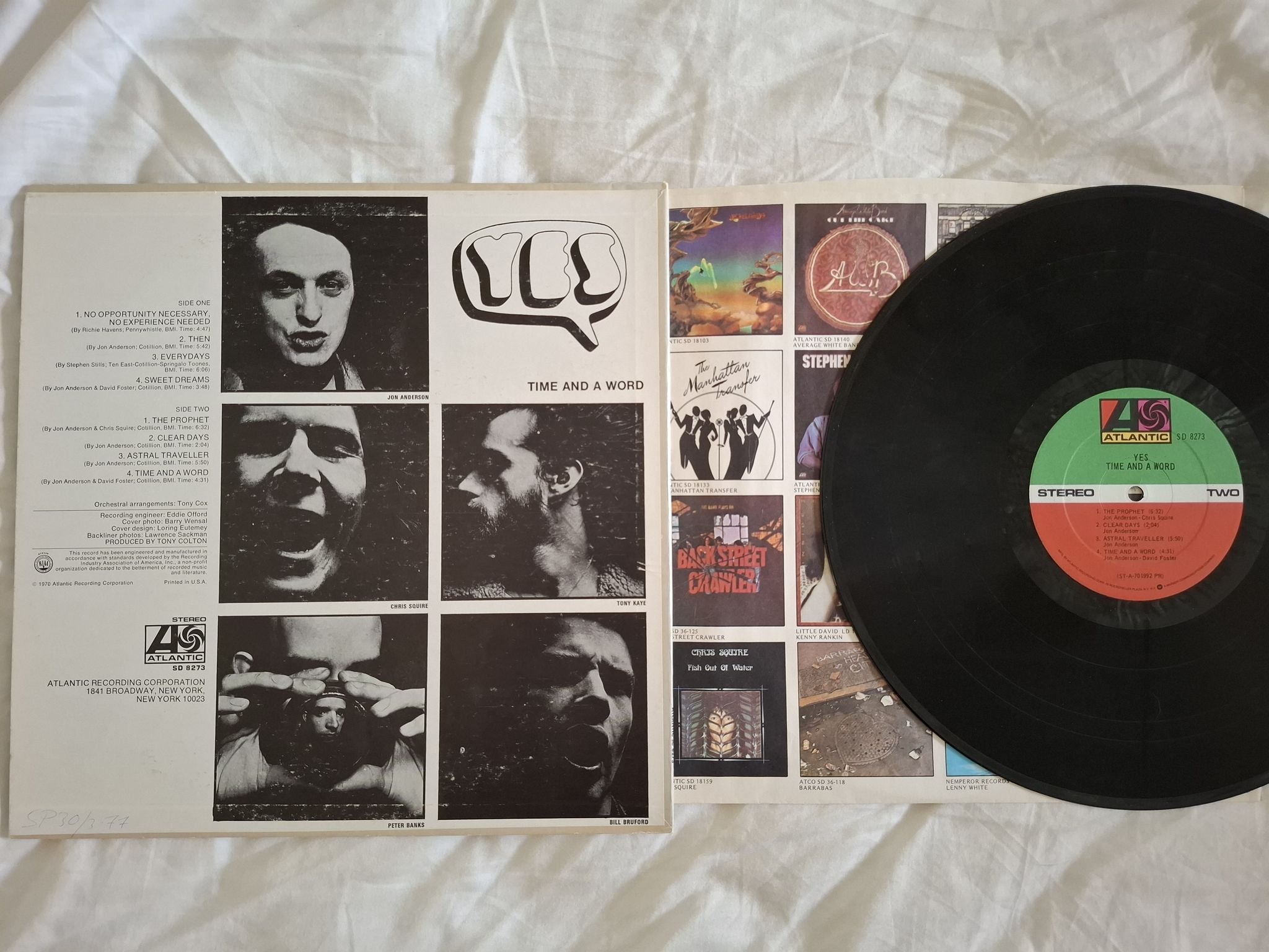 Omslagsbild för skivan YES time and a word LP -70 US SD 8273 Atlantic
