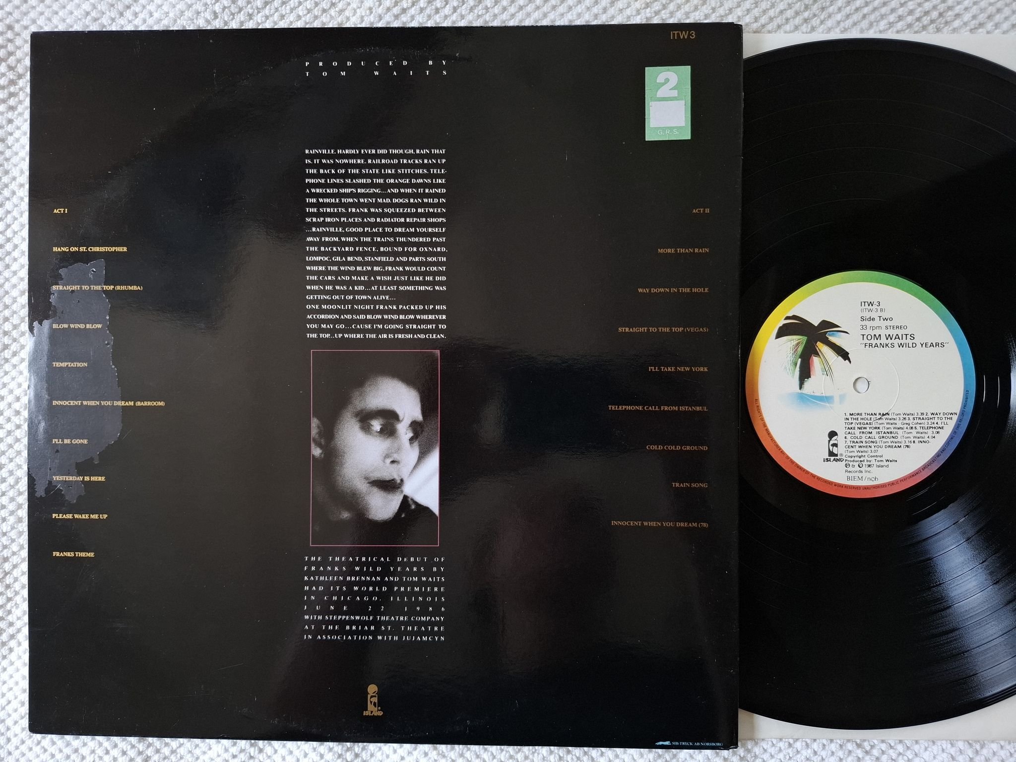 Omslagsbild för skivan TOM WAITS franks wild years LP -87 ITW3 Island Records