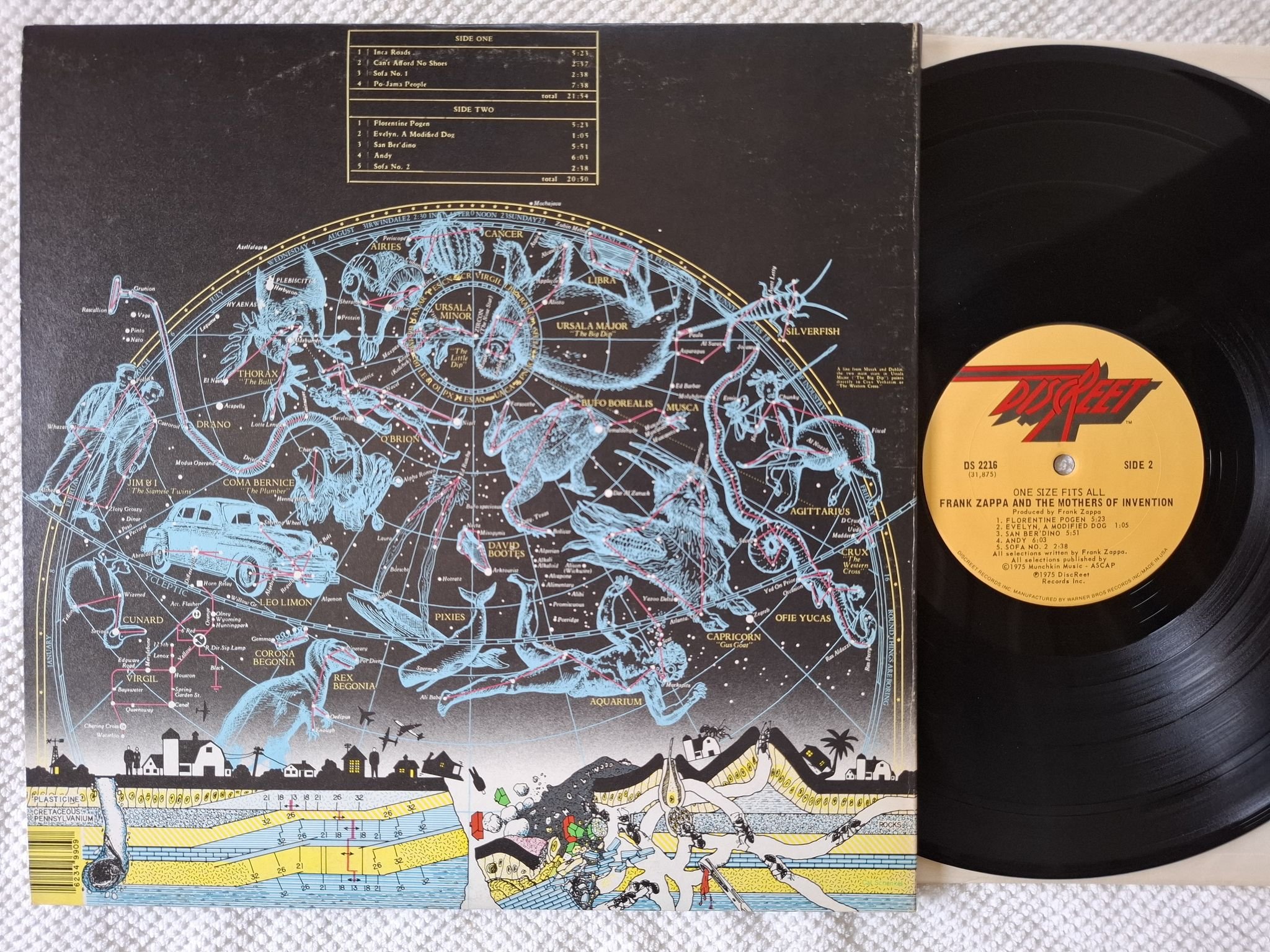 Omslagsbild för skivan FRANK ZAPPA and THE MOTHERS OF INVENTION one size fits.. LP -75 Discreet DS 2216