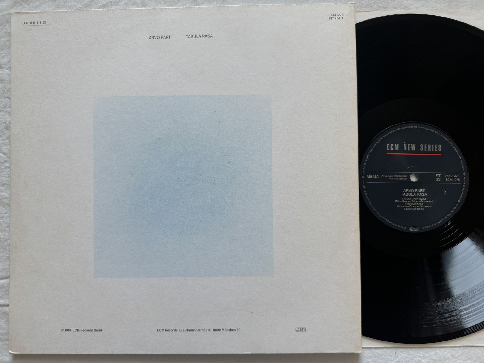 Omslagsbild för skivan ARVO PÄRT tabula rasa LP -84 ECM 1275
