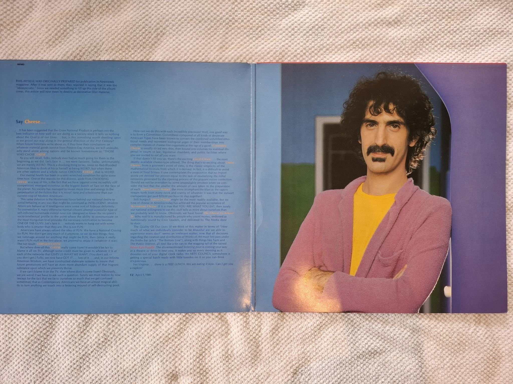 Omslagsbild för skivan FRANK ZAPPA you are what you is 2xLP -81 CBS 88560