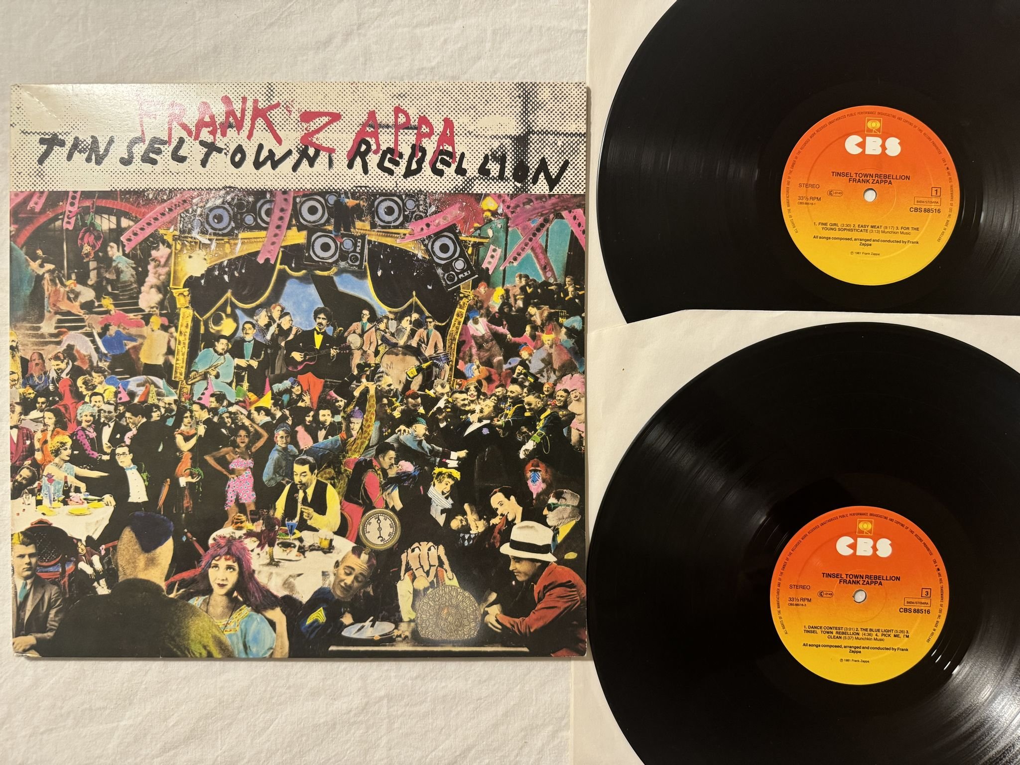 Omslagsbild för skivan FRANK ZAPPA tinsel town rebellion 2xLP -81 CBS 88516
