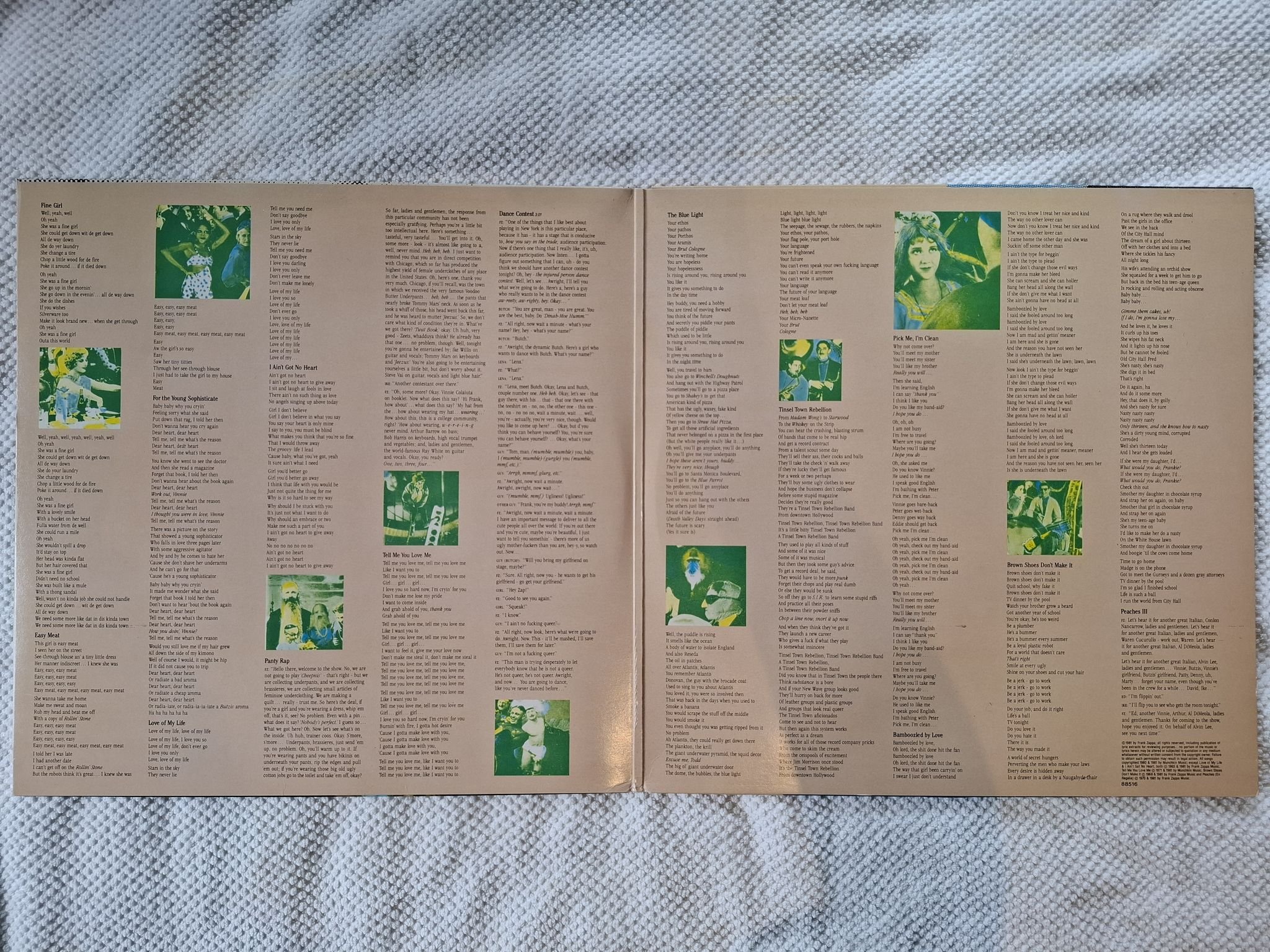 Omslagsbild för skivan FRANK ZAPPA tinsel town rebellion 2xLP -81 CBS 88516