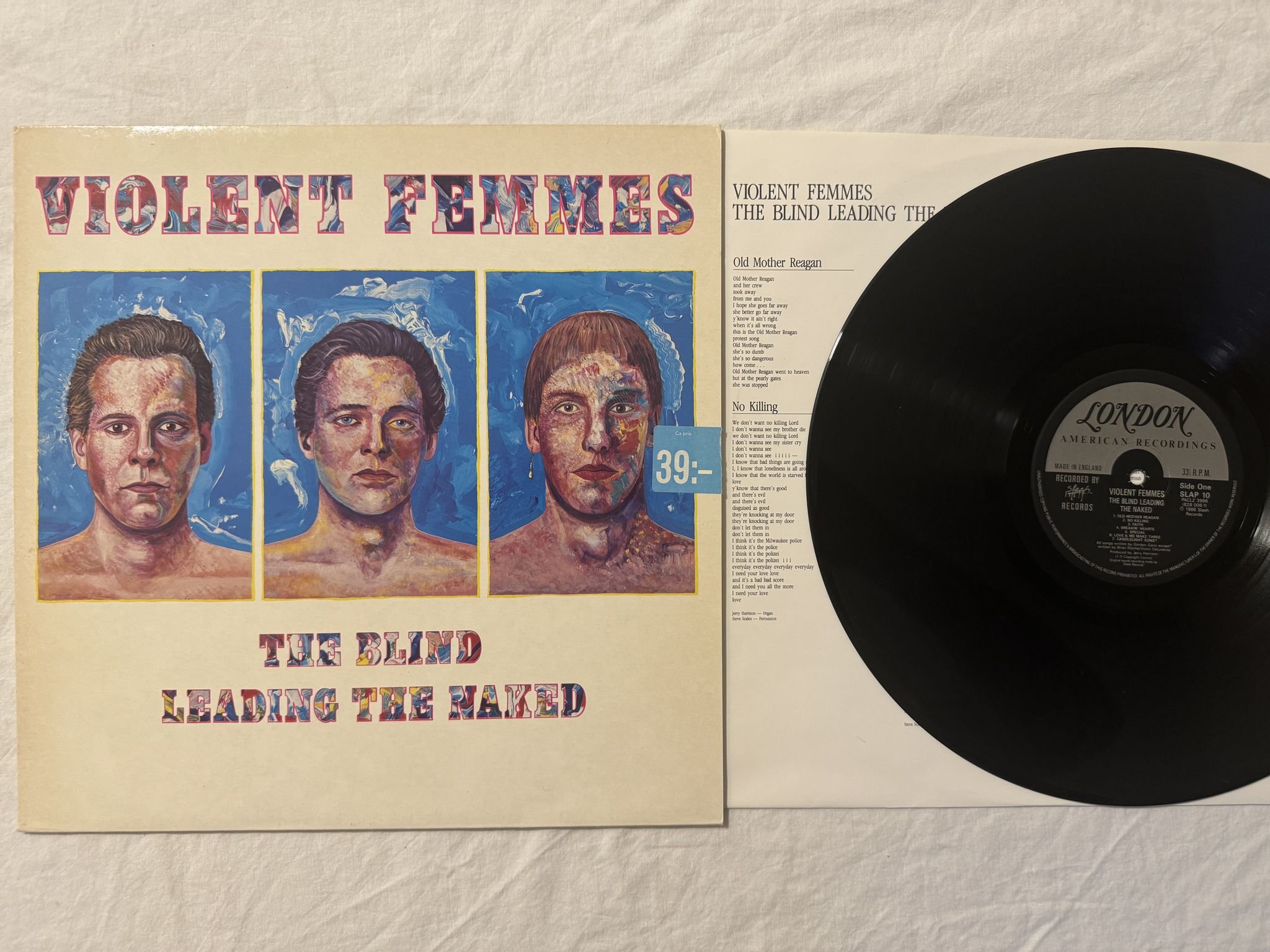 Omslagsbild för skivan VIOLENT FEMMES the blind leading the naked LP -86 Metronome 828 006-1