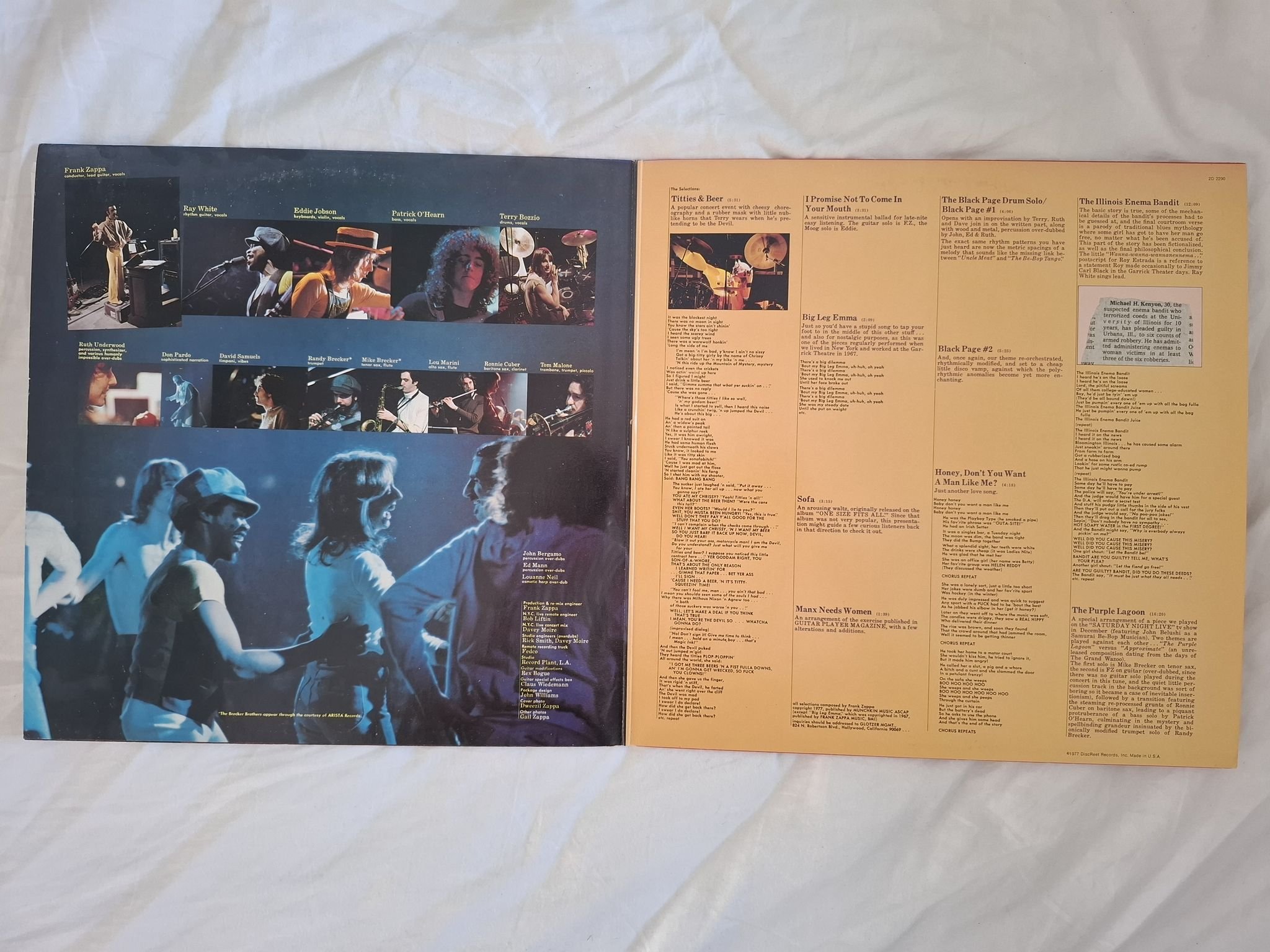 Omslagsbild för skivan FRANK ZAPPA zappa in new york 2xLP -78 Discreet 2D 2290