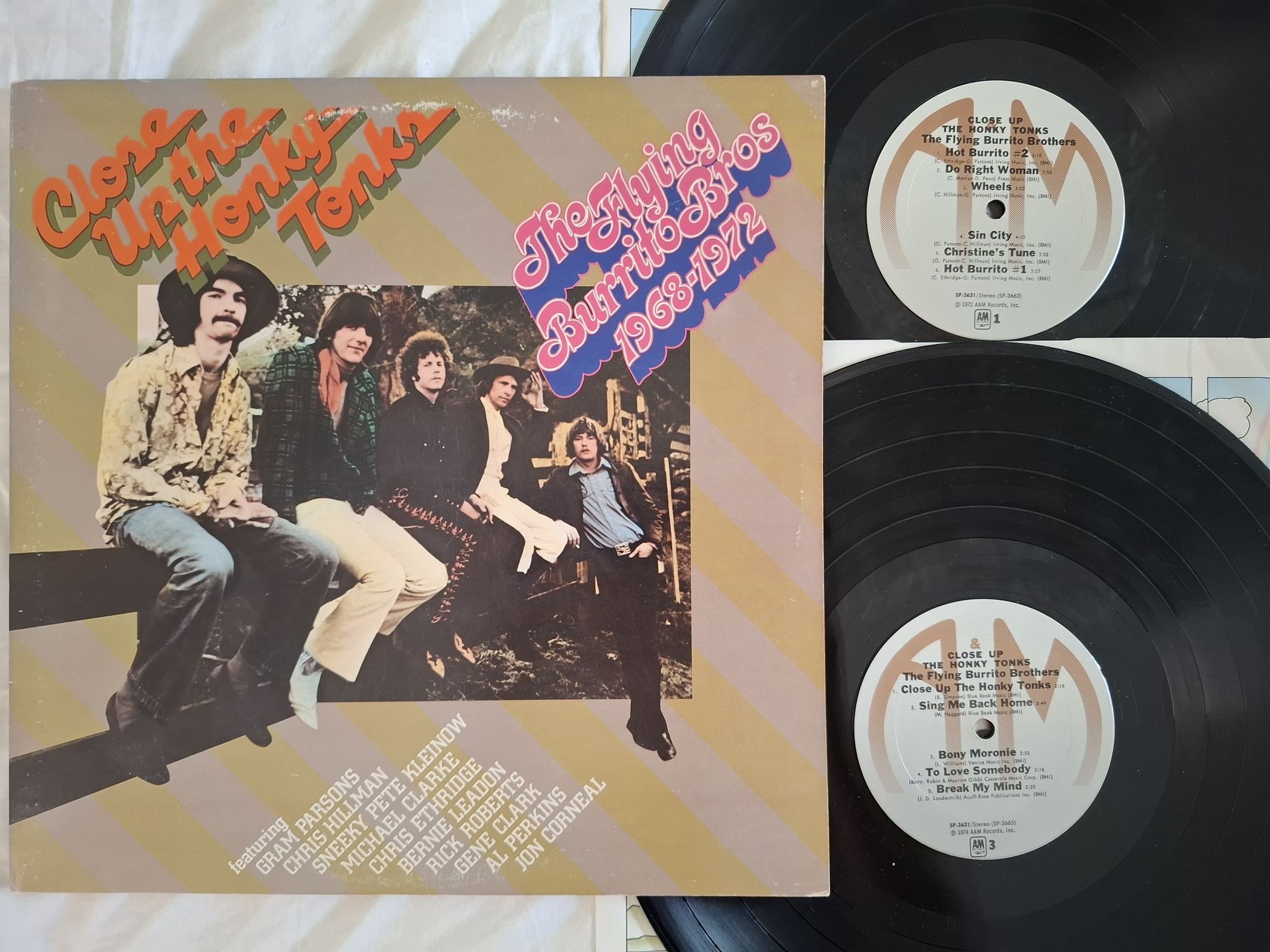 Omslagsbild för skivan THE FLYING BURRITO BROS close up the honky tonks 2xLP -74 A&M records SP-3631