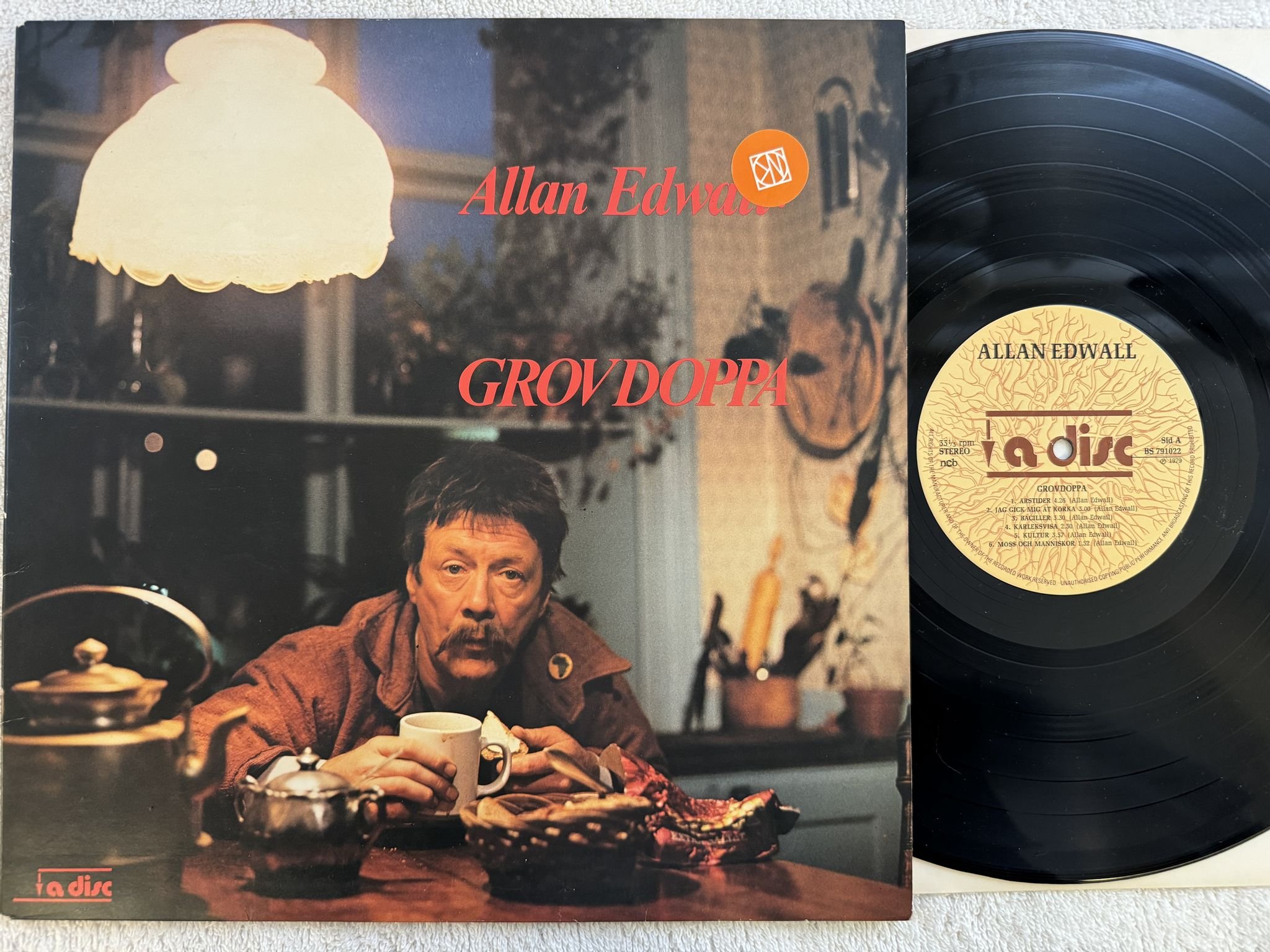 Omslagsbild för skivan ALLAN EDWALL grovdoppa LP -79 SWE BS 791022 A disc