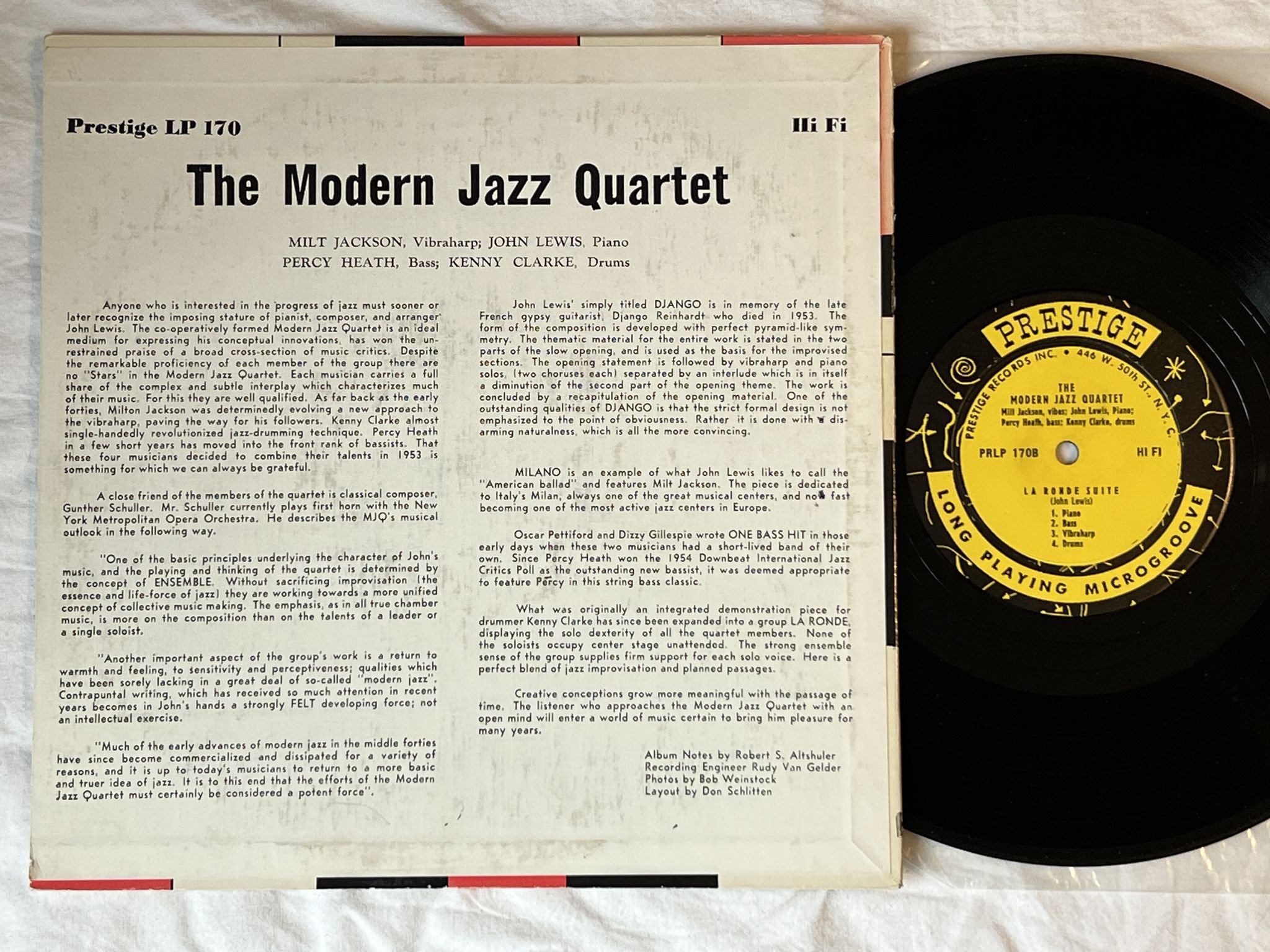 Omslagsbild för skivan THE MODERN JAZZ QUARTET 10" LP -55 US LP 170 Prestige