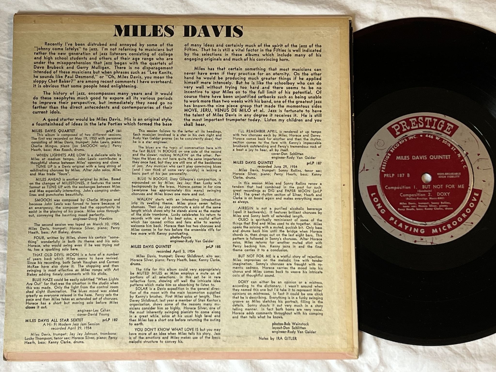 Omslagsbild för skivan MILES DAVIS WITH SONNY ROLLINS 10" LP -54 PrLP 187