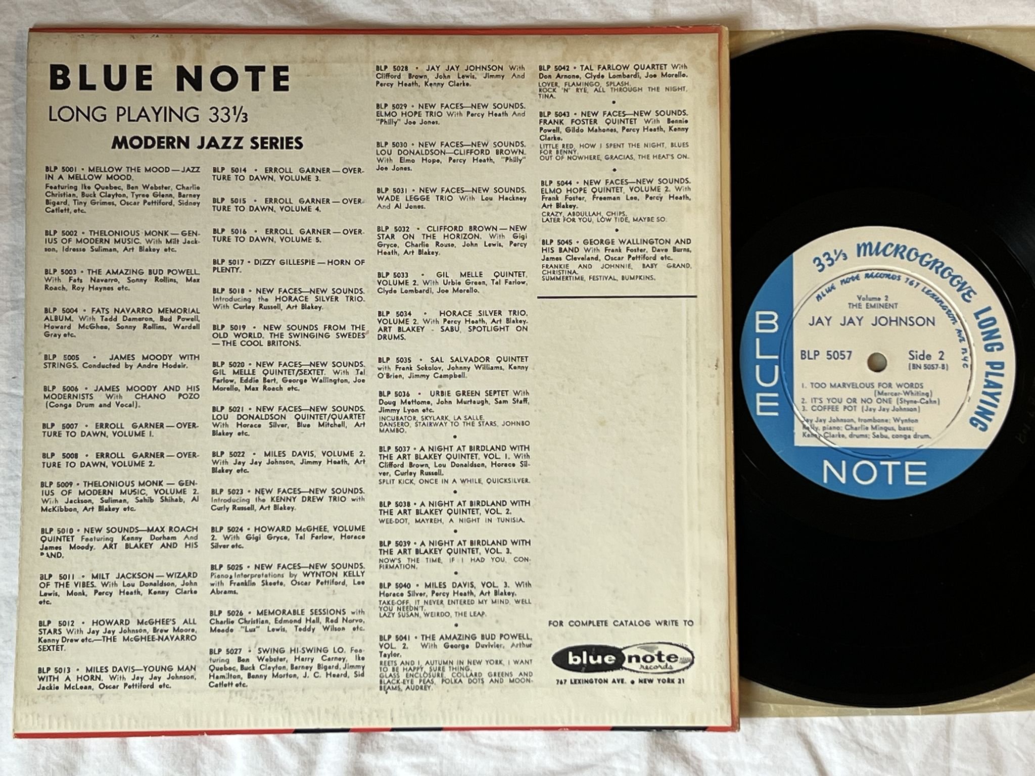 Omslagsbild för skivan JAY JAY JOHNSON the eminent jay jay johnson vol. 2 10" LP -55 BLP 5057 Blue Note