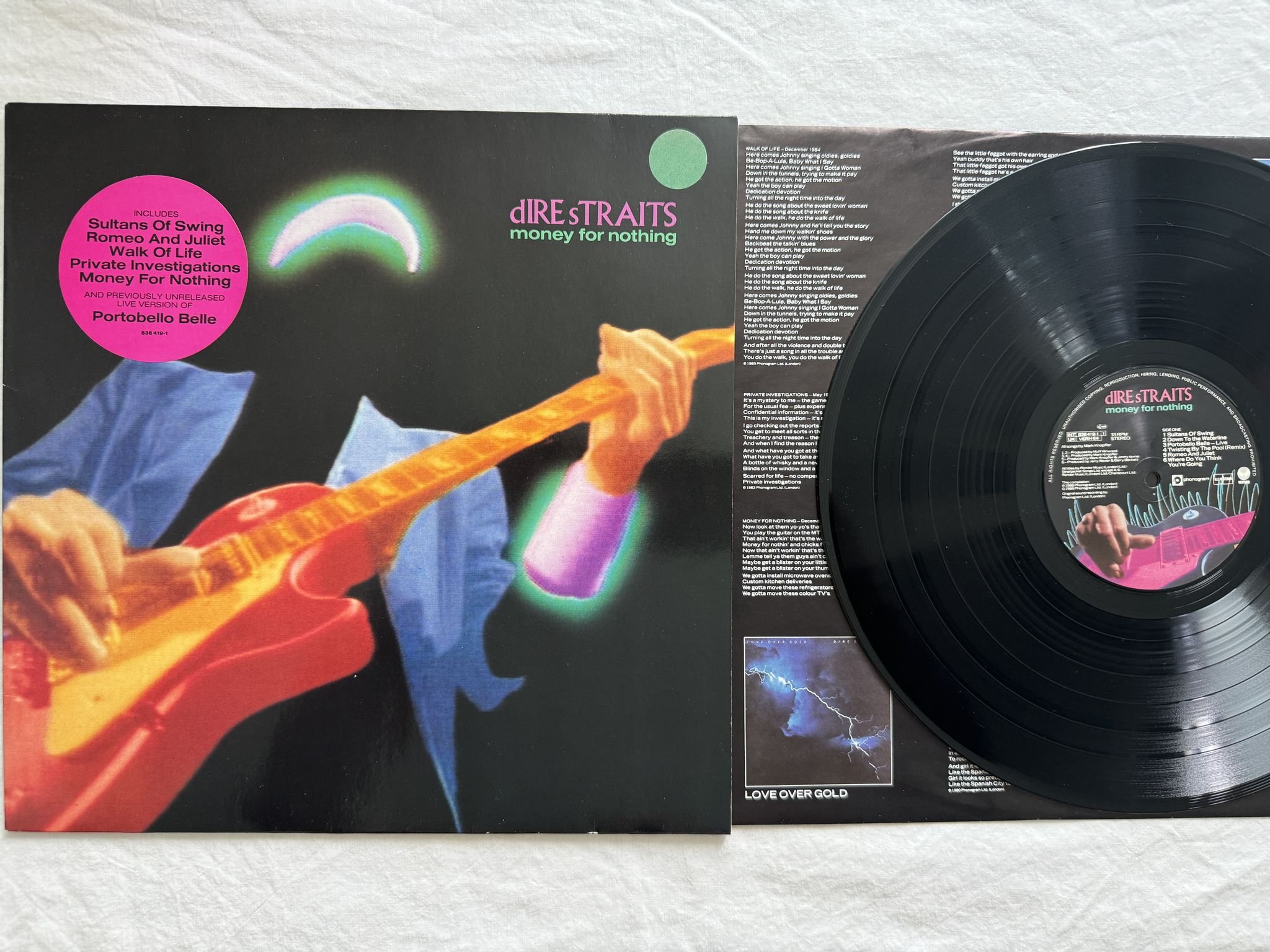 Omslagsbild för skivan DIRE STRAITS money for nothing LP -88 VERH 64 Vertigo