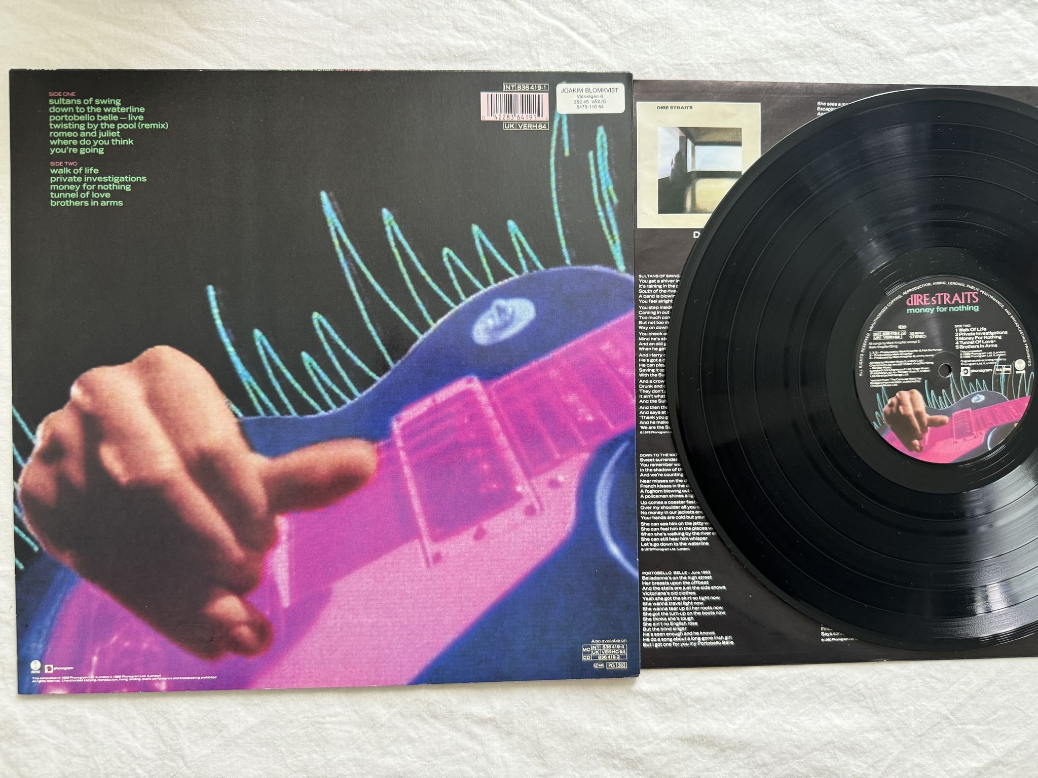 Omslagsbild för skivan DIRE STRAITS money for nothing LP -88 VERH 64 Vertigo