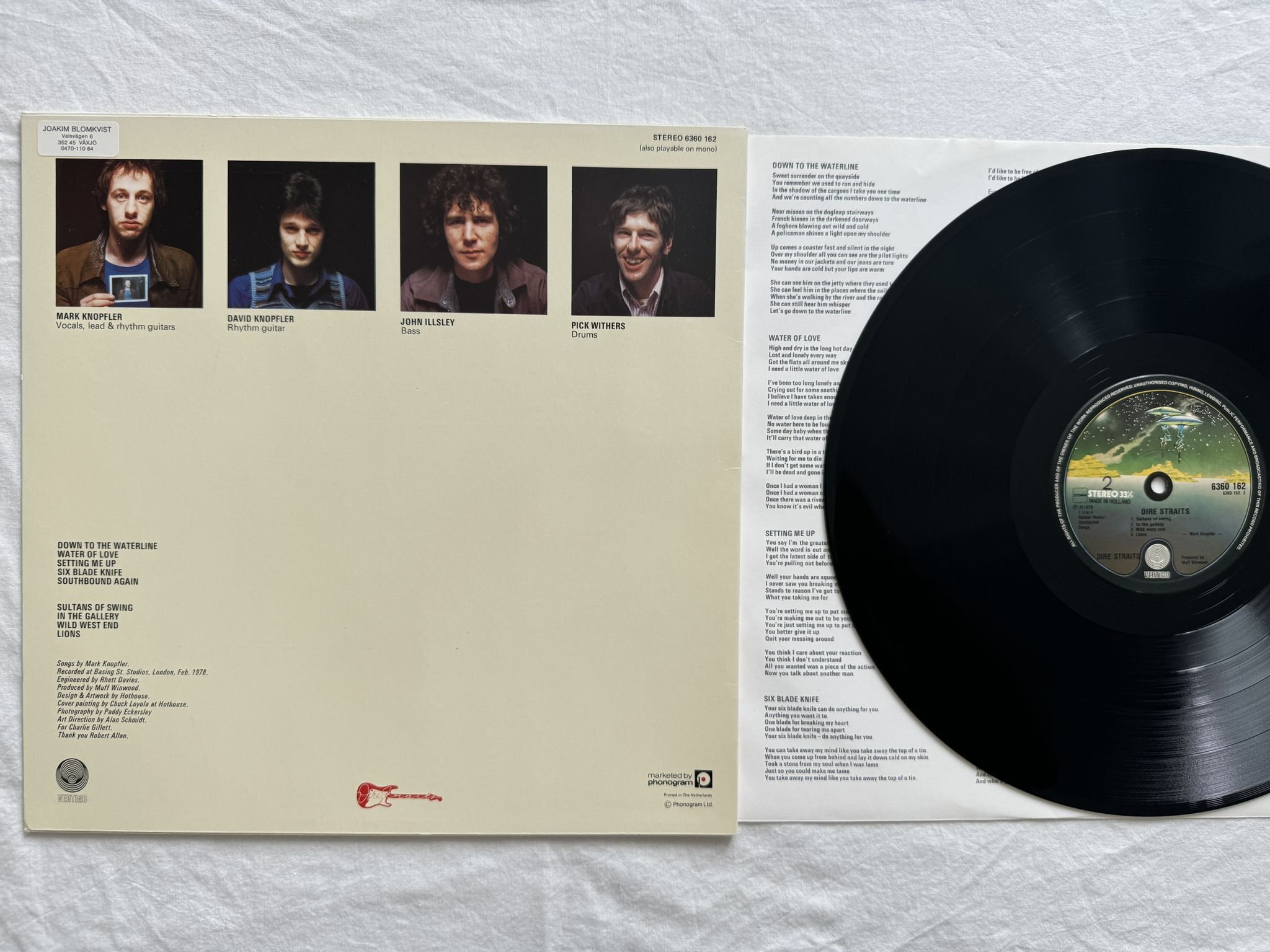 Omslagsbild för skivan DIRE STRAITS dire straits LP -78 6360 162 Vertigo