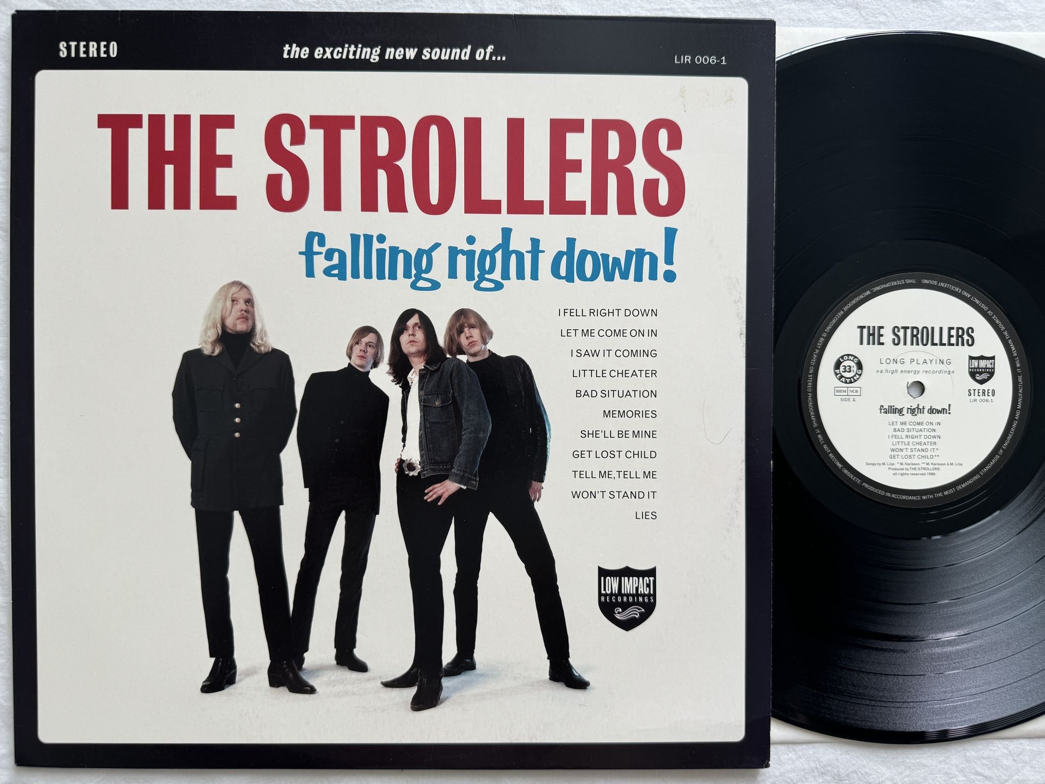 Omslagsbild för skivan THE STROLLERS falling right down! LP -99 LIR 006-1 Low Impact Records