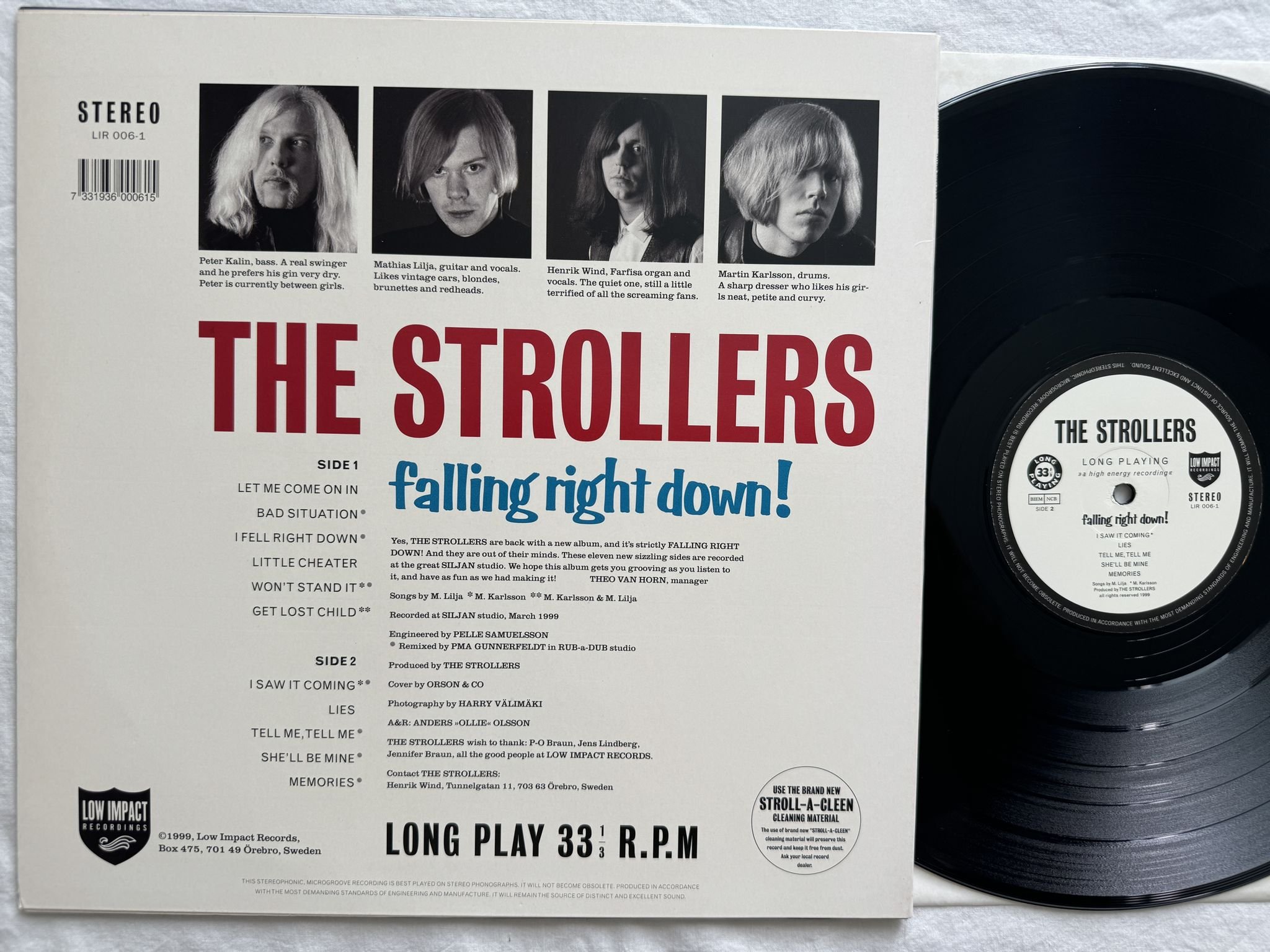Omslagsbild för skivan THE STROLLERS falling right down! LP -99 LIR 006-1 Low Impact Records