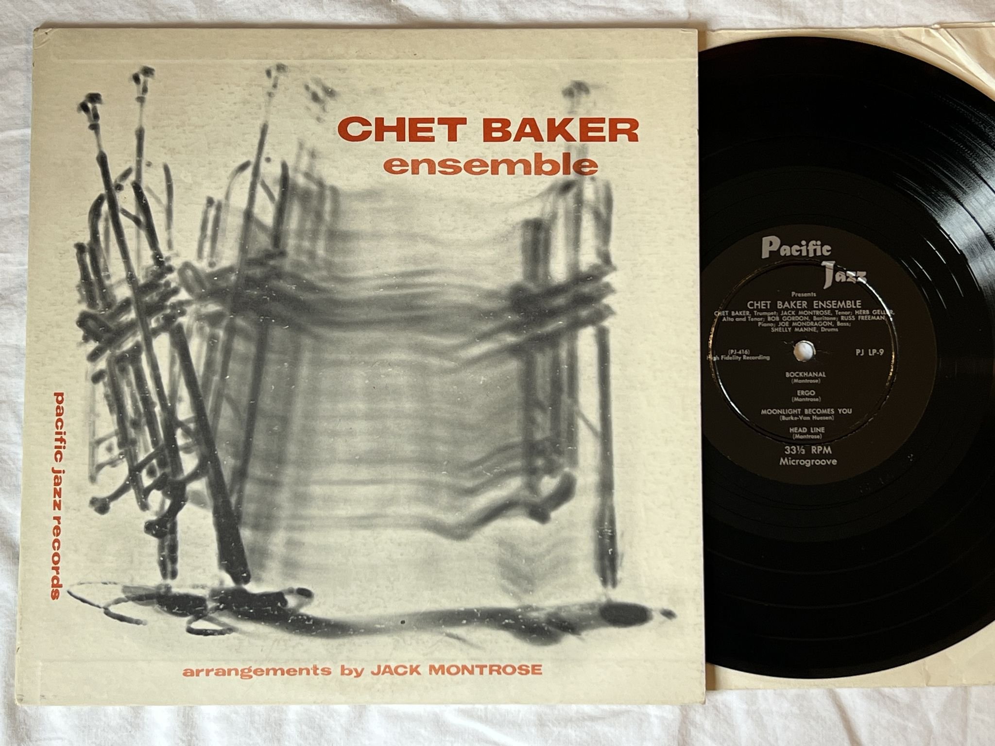 Omslagsbild för skivan CHET BAKER ENSAMBLE 10" LP -54 PJLP-9 Pacific Jazz