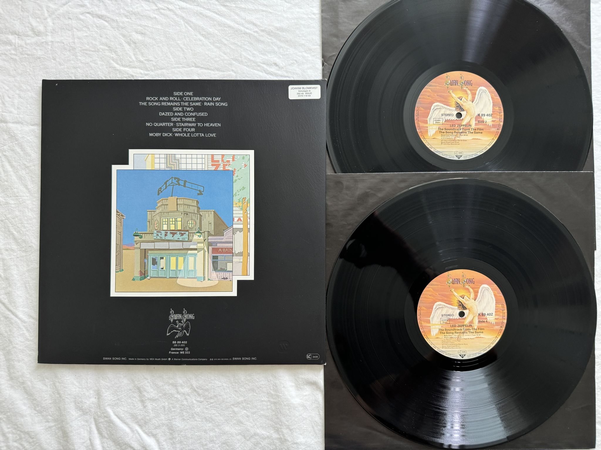 Omslagsbild för skivan LED ZEPPELIN the song remains the same LP -76 SSK89 Swan Song