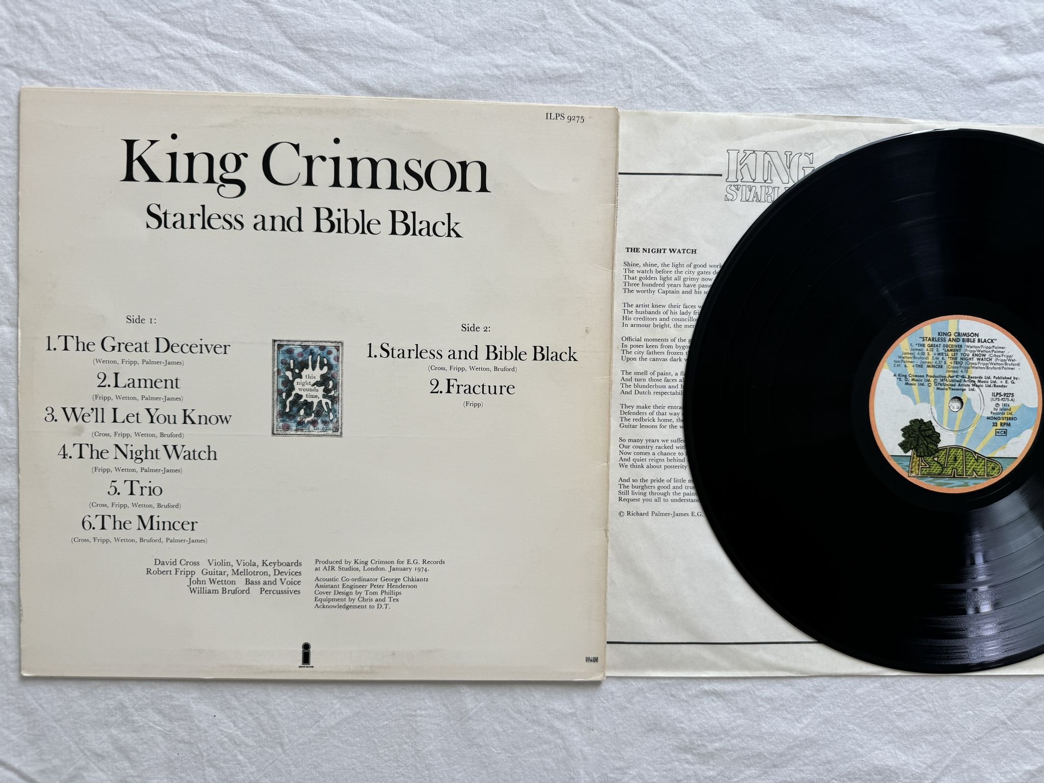Omslagsbild för skivan KING CRIMSON starless and bible black LP -74 ILPS 9275 Island Records