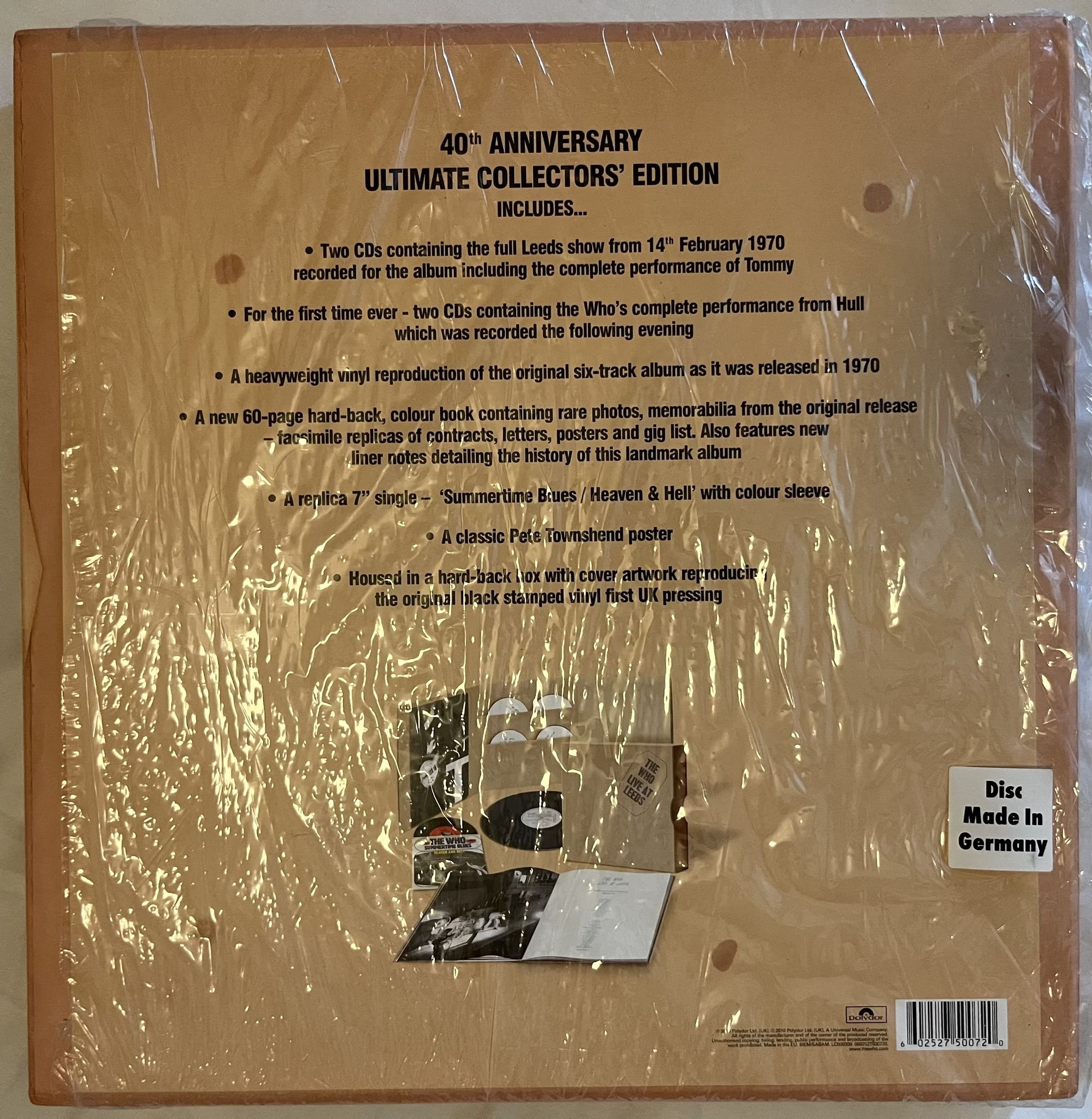 Omslagsbild för skivan THE WHO Live At Leeds LP + CD BOX 2010 polydor 0602527500720