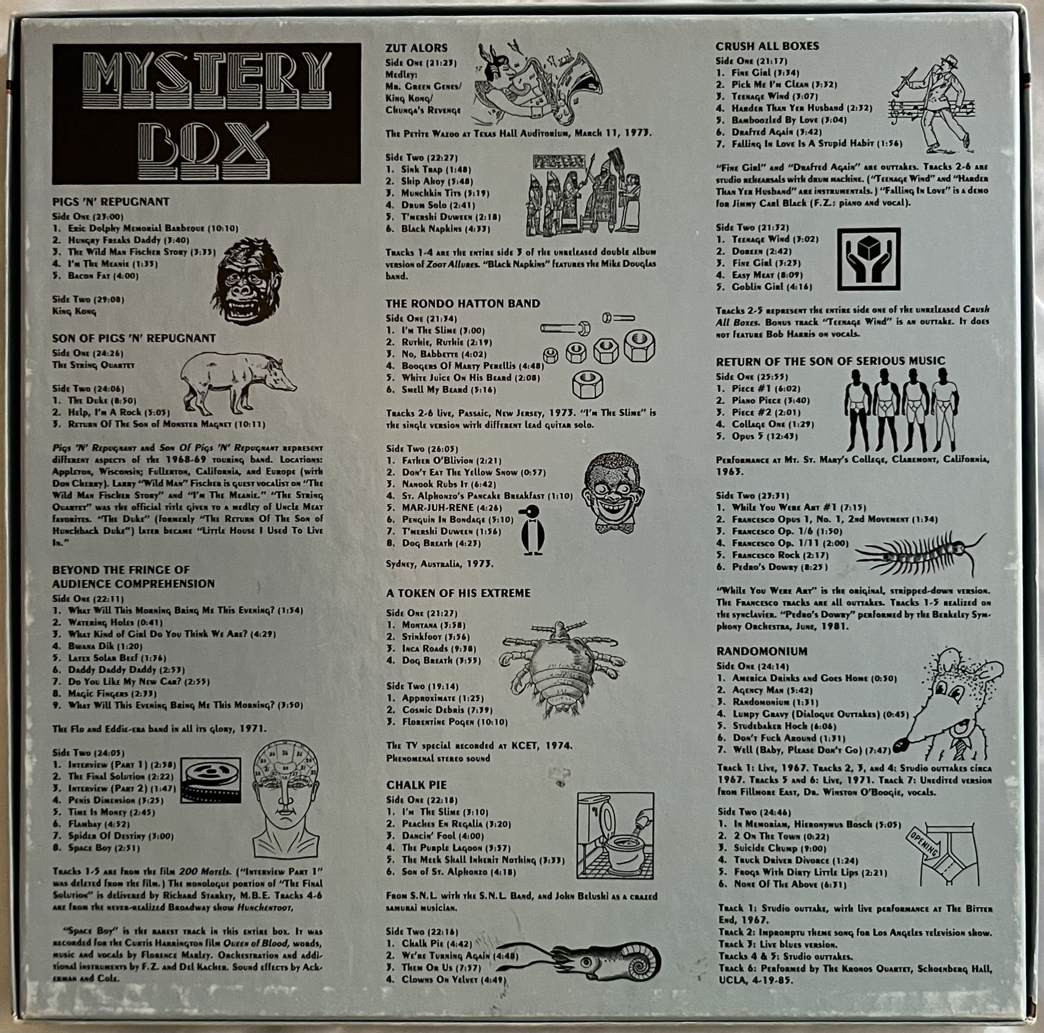 Omslagsbild för skivan FRANK ZAPPA 10-Record Monstrosity 10xLP box -86 US NTB 8600