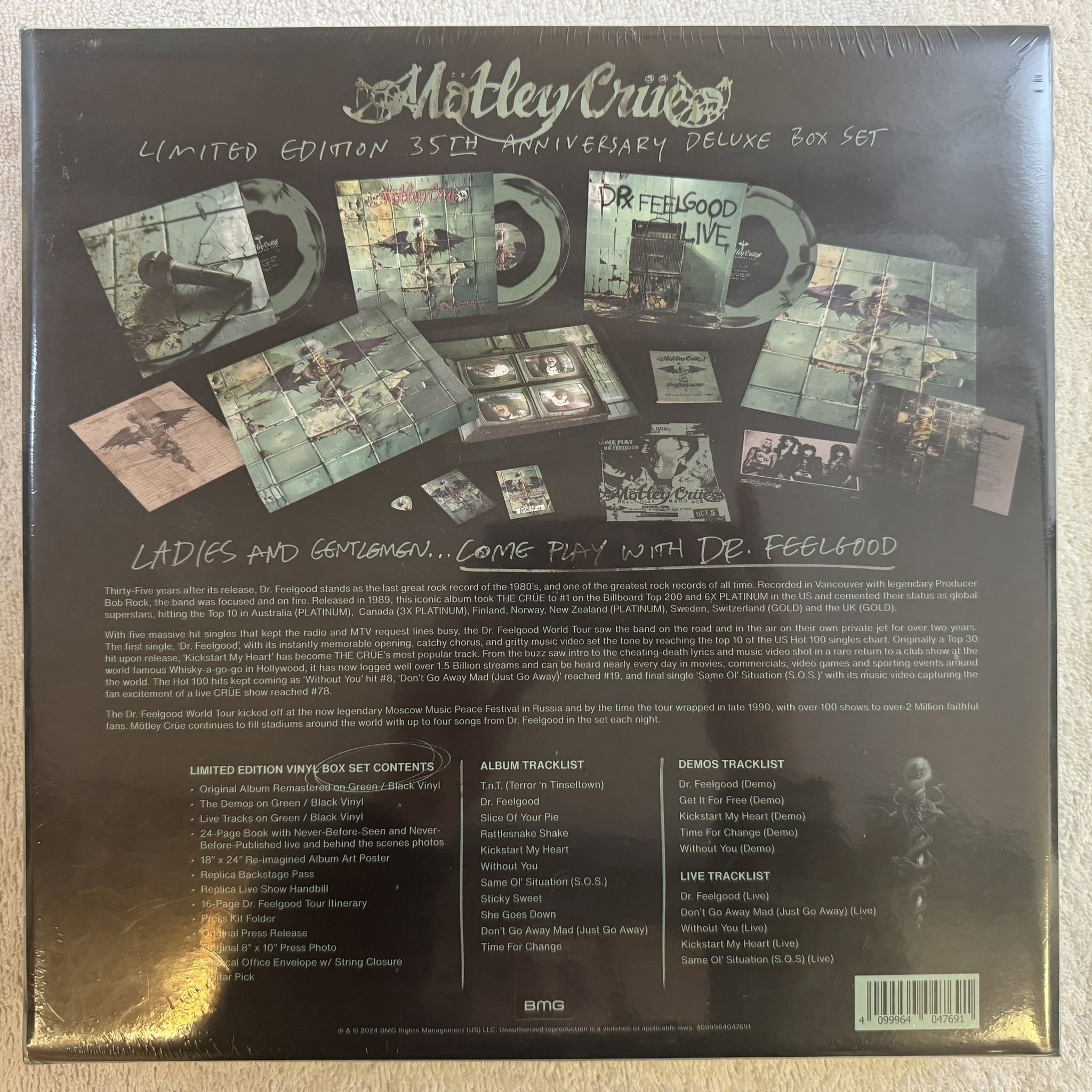 Omslagsbild för skivan Mötley Crüe - Dr. Feelgood 3xVINYL box 2024 BMG 964047691 ** Sealed **
