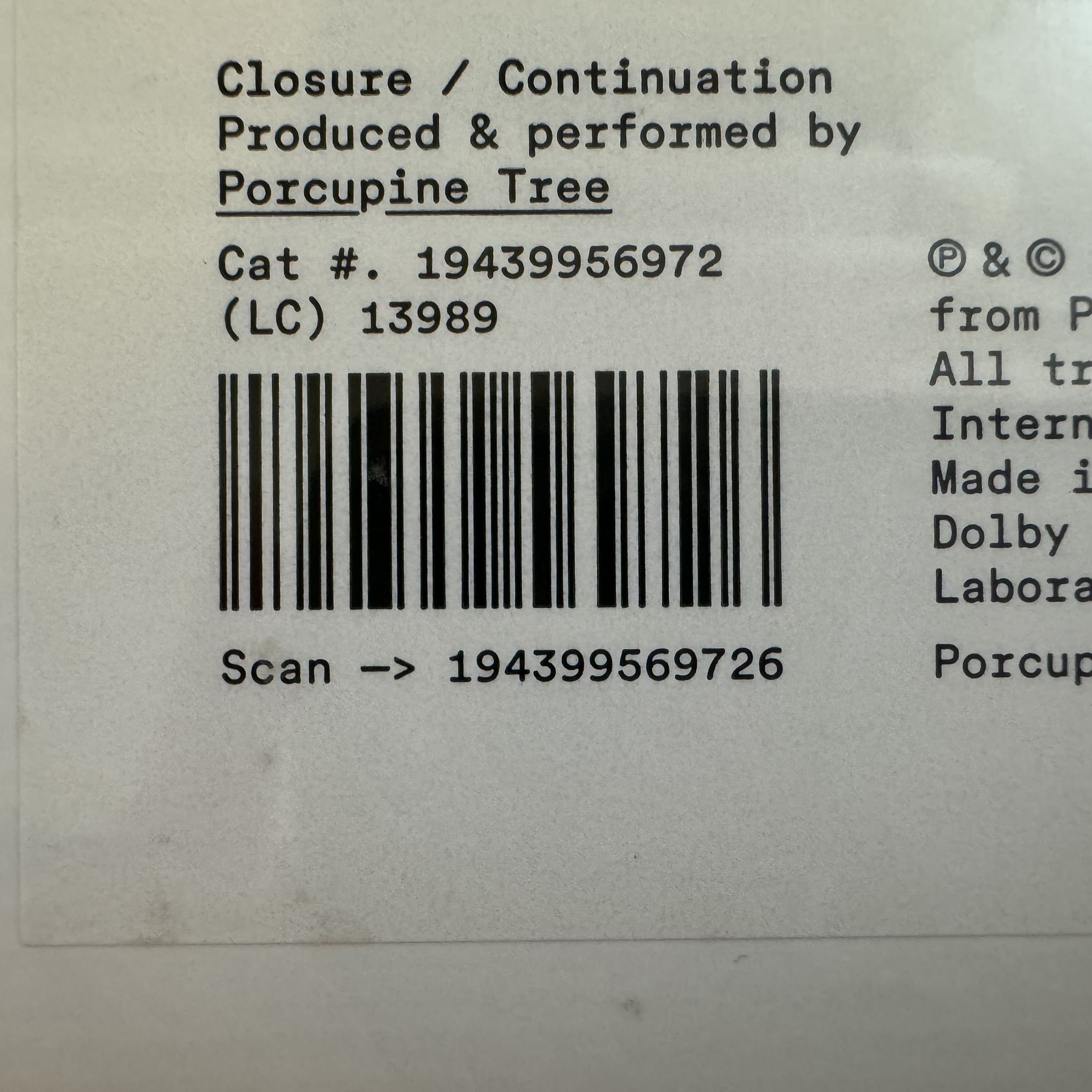 Omslagsbild för skivan PORCUPINE TREE Closure / Continuation 2XCD + Blue-Ray BOX 2022 ** Sealed **