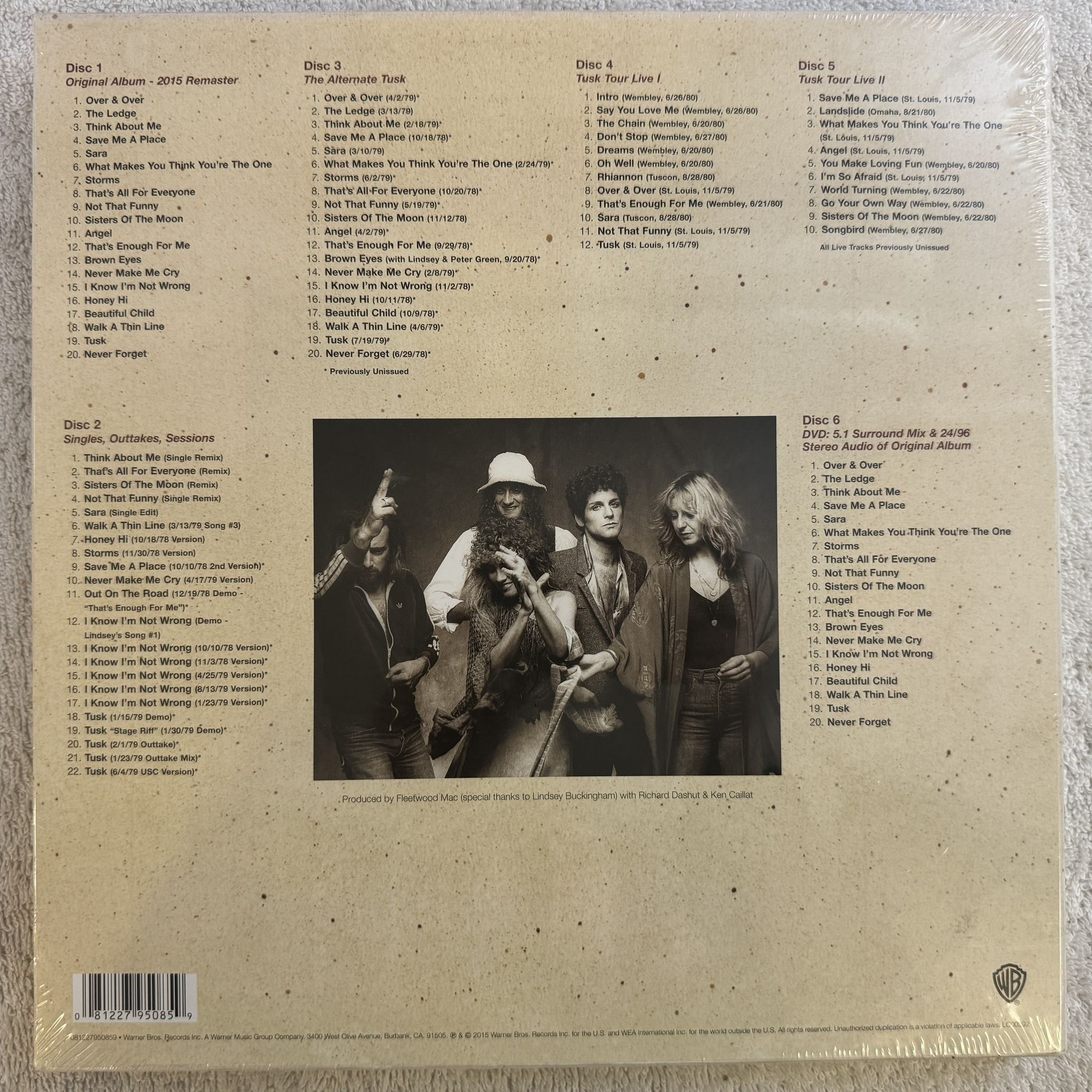 Omslagsbild för skivan FLEETWOOD MAC tusk 2xLP 5xCD + DVD box 2015 WARNER 081227950859 ** Sealed **