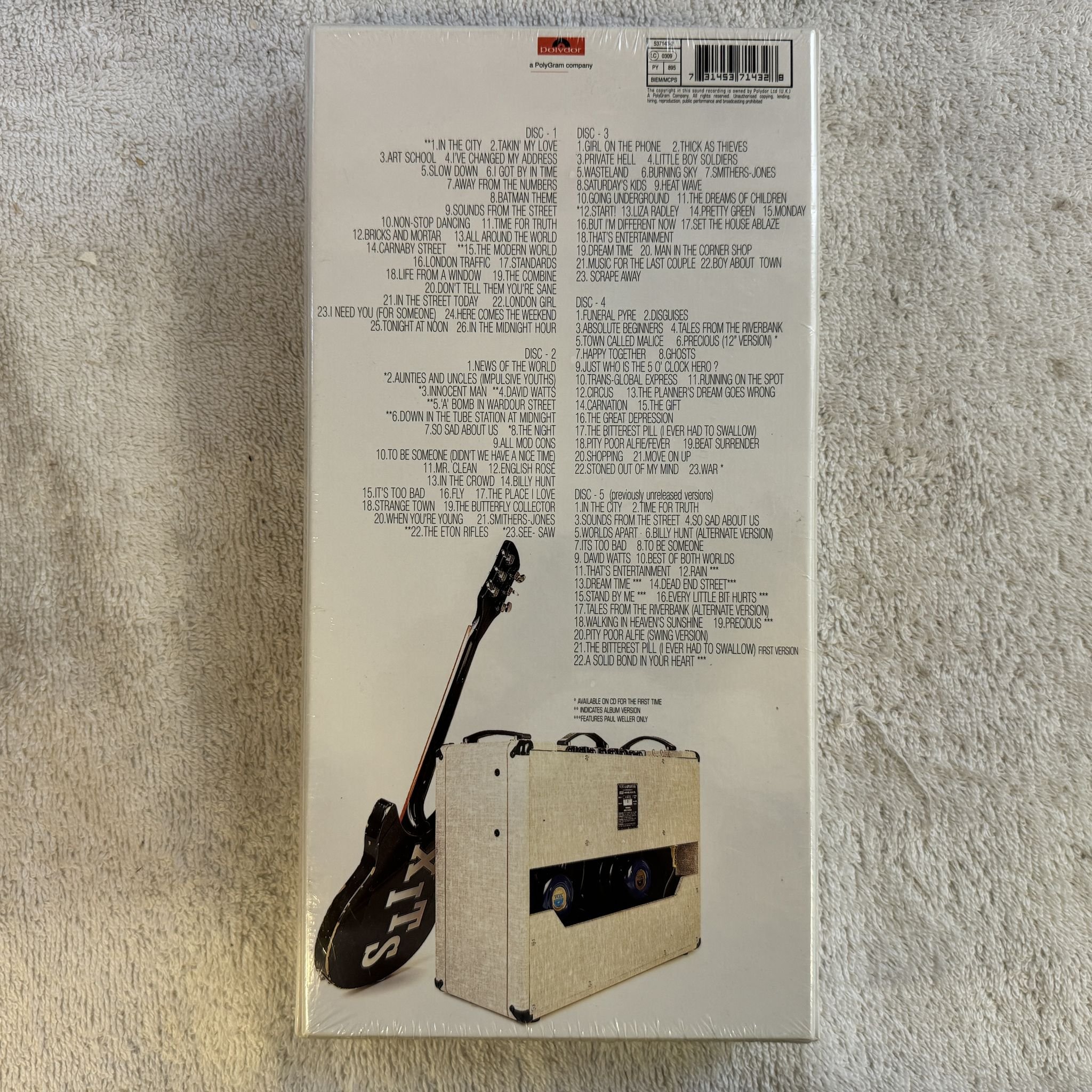 Omslagsbild för skivan THE JAM Direction, Reaction, Creation 5xCD box 2002 POLYDOR 5371432 ** SEALED **
