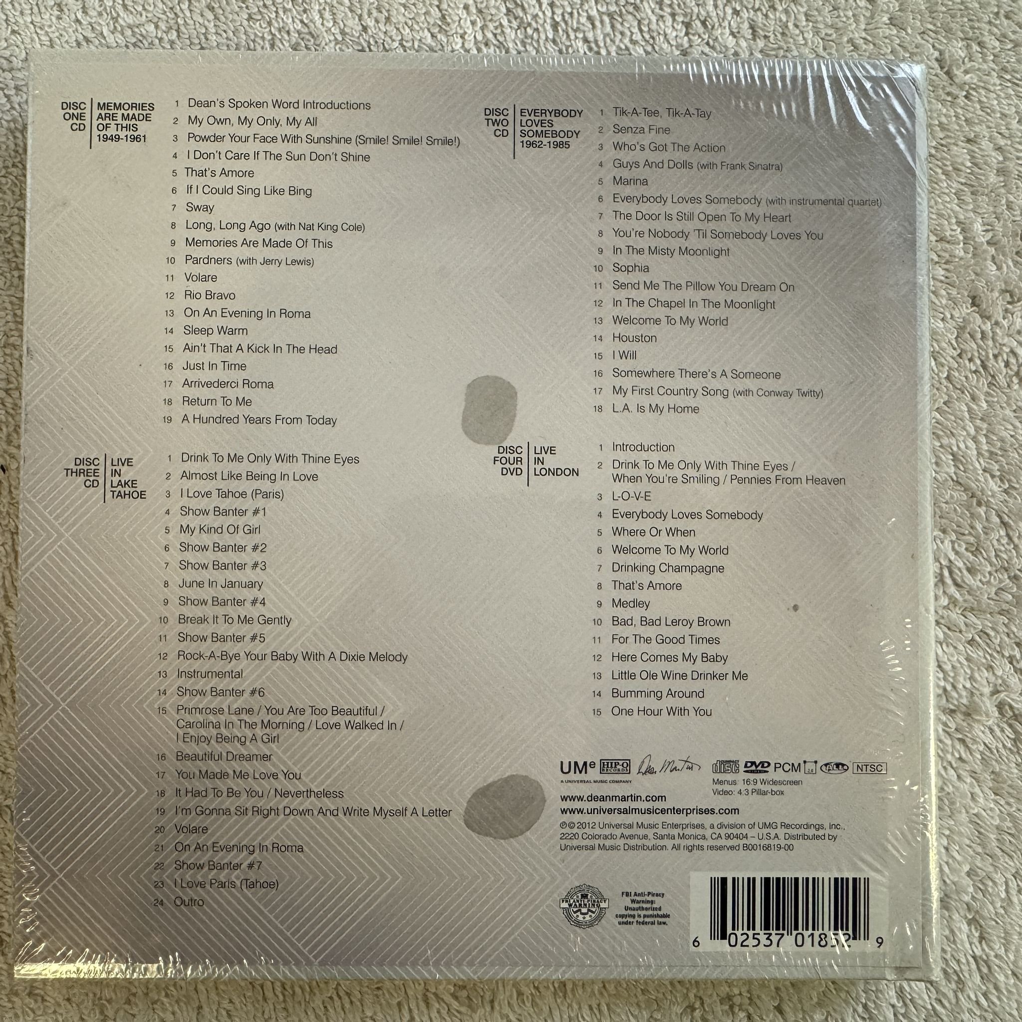 Omslagsbild för skivan Dean Martin – Collected Cool 3xCD DVD book 2012 US UME B0016819-00 * SEALED *