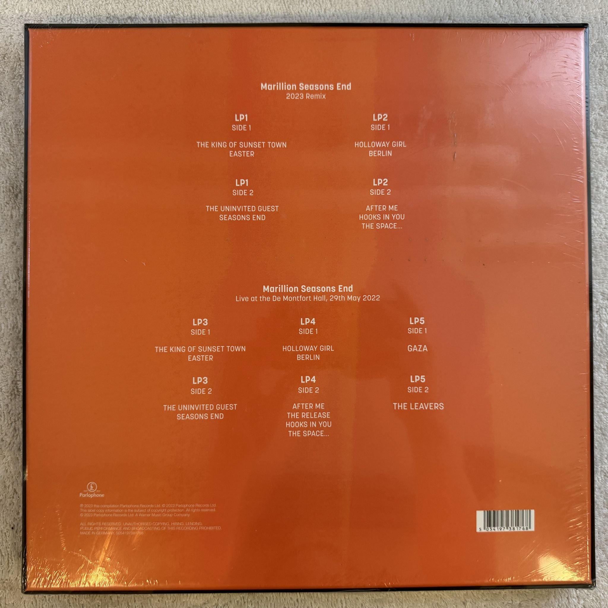 Omslagsbild för skivan Marillion – Seasons End (Deluxe Edition) 5xLP box 2023 5054197381768 * SEALED *