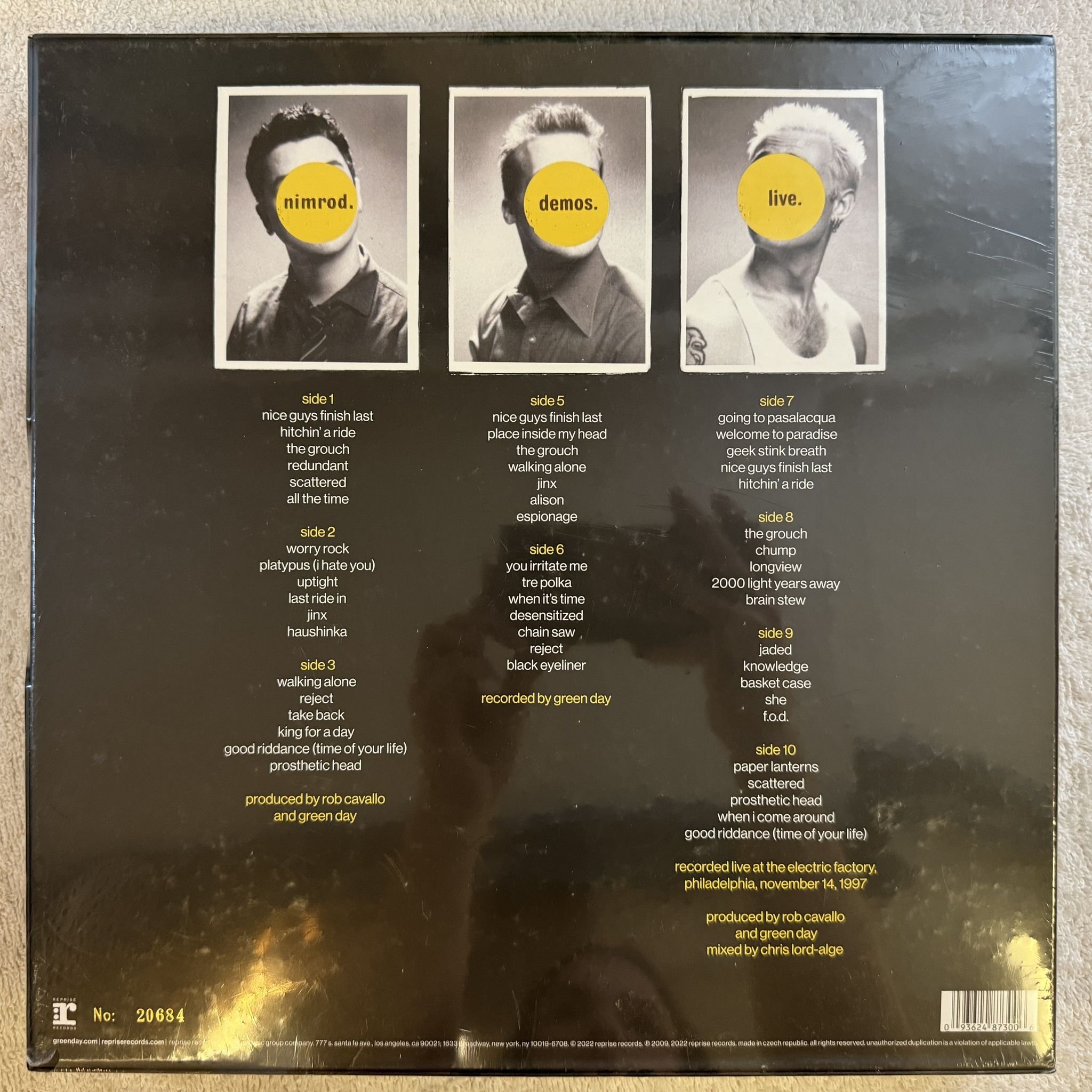 Omslagsbild för skivan GREEN DAY Nimrod. XXV 5xLP box 2023 Reprise Records – 093624873006 * SEALED *