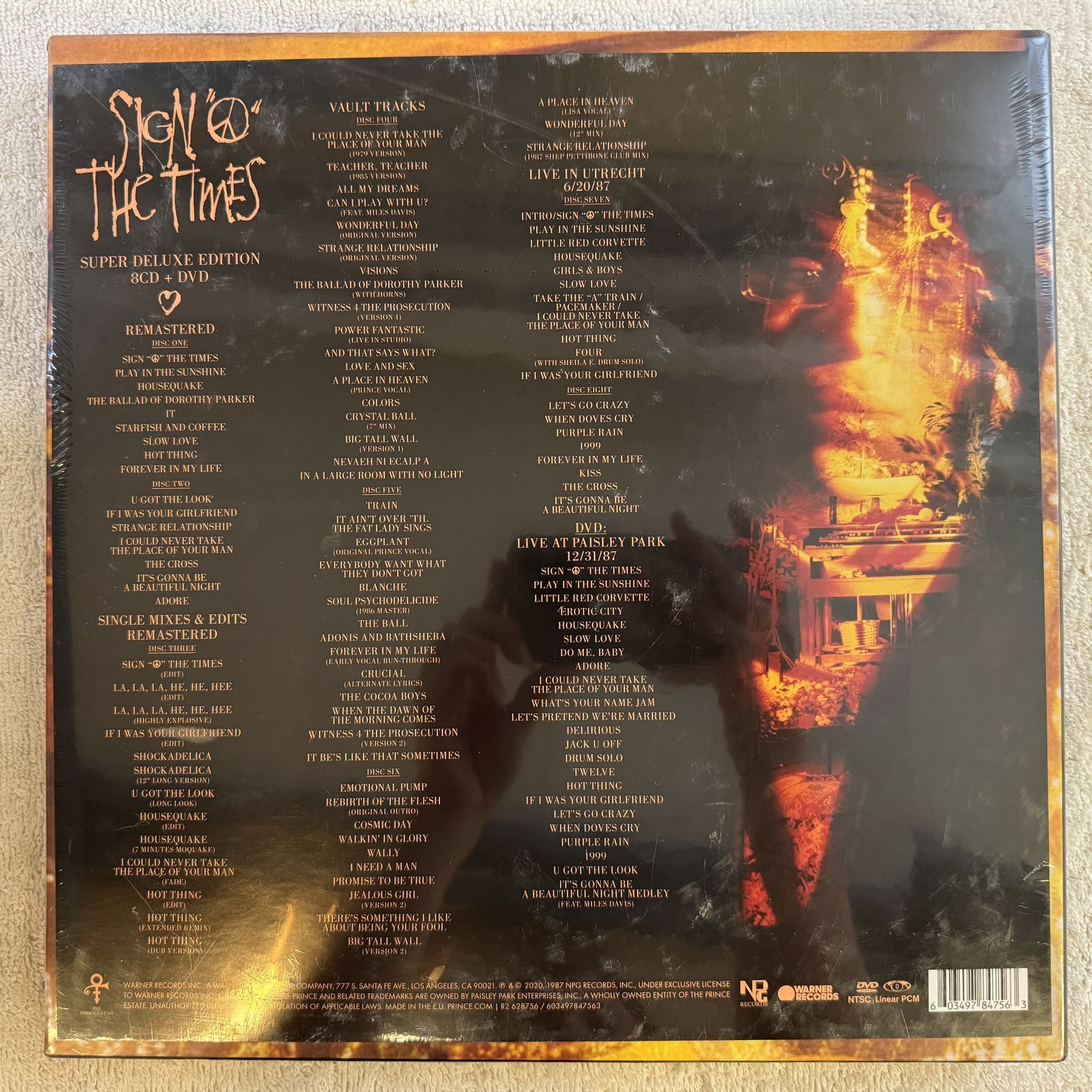 Omslagsbild för skivan PRINCE Sign "O" The Times 8xCD DVD box 2020 NPG 603497847563 * SEALED *