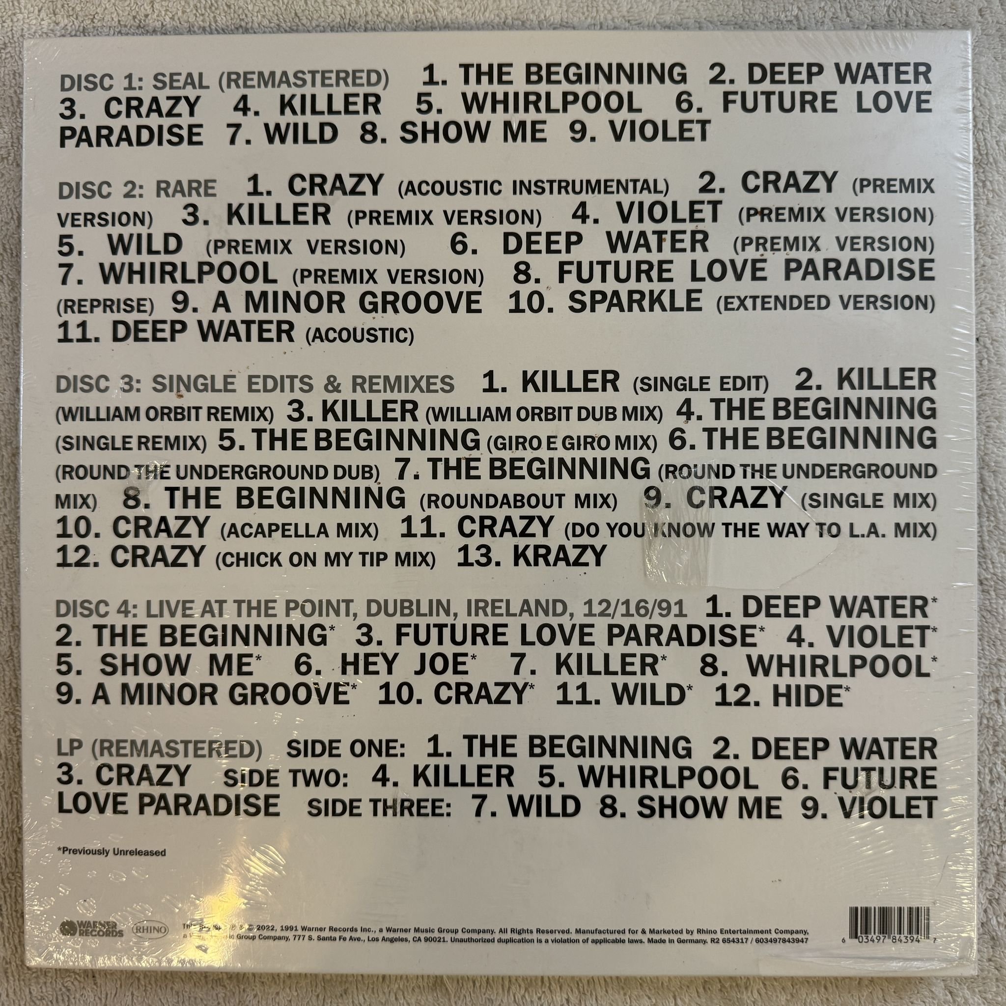 Omslagsbild för skivan SEAL s/t 4xCD 2xLP box 2022 Warner Records – 603497843947 * SEALED *