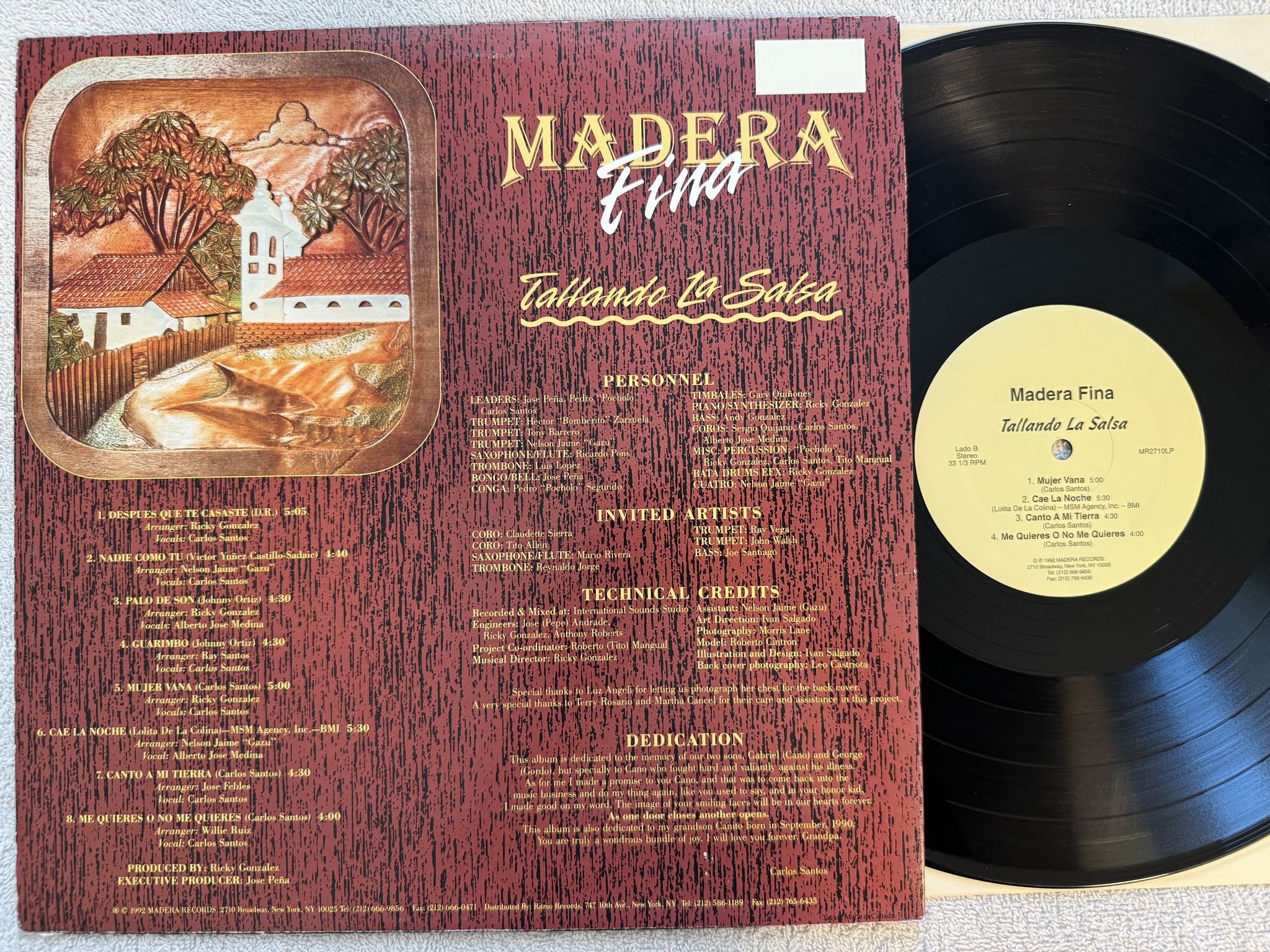 Omslagsbild för skivan MADERA FINA Tallando La Salsa LP -92 US MADERA MR 2710 *** RARE SALSA ***