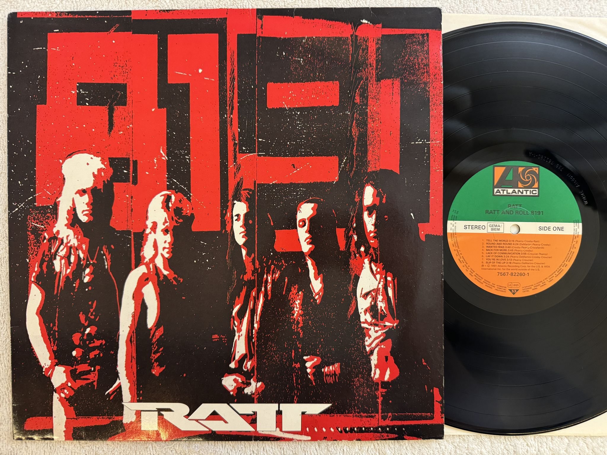Omslagsbild för skivan RATT Ratt & Roll 8191 LP -91 atlantic 7567-82260-1 ** RARE HARD ROCK **