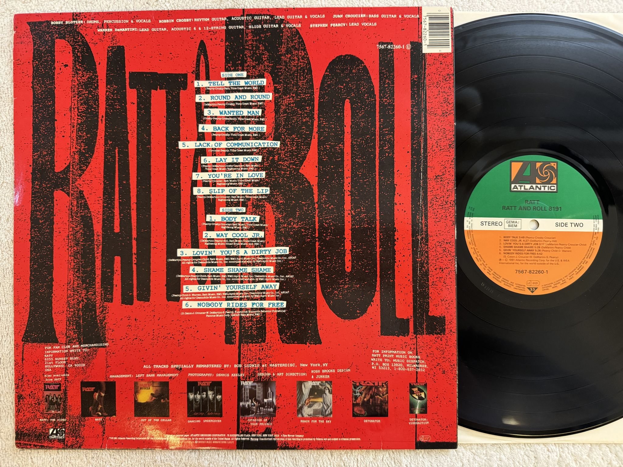 Omslagsbild för skivan RATT Ratt & Roll 8191 LP -91 atlantic 7567-82260-1 ** RARE HARD ROCK **