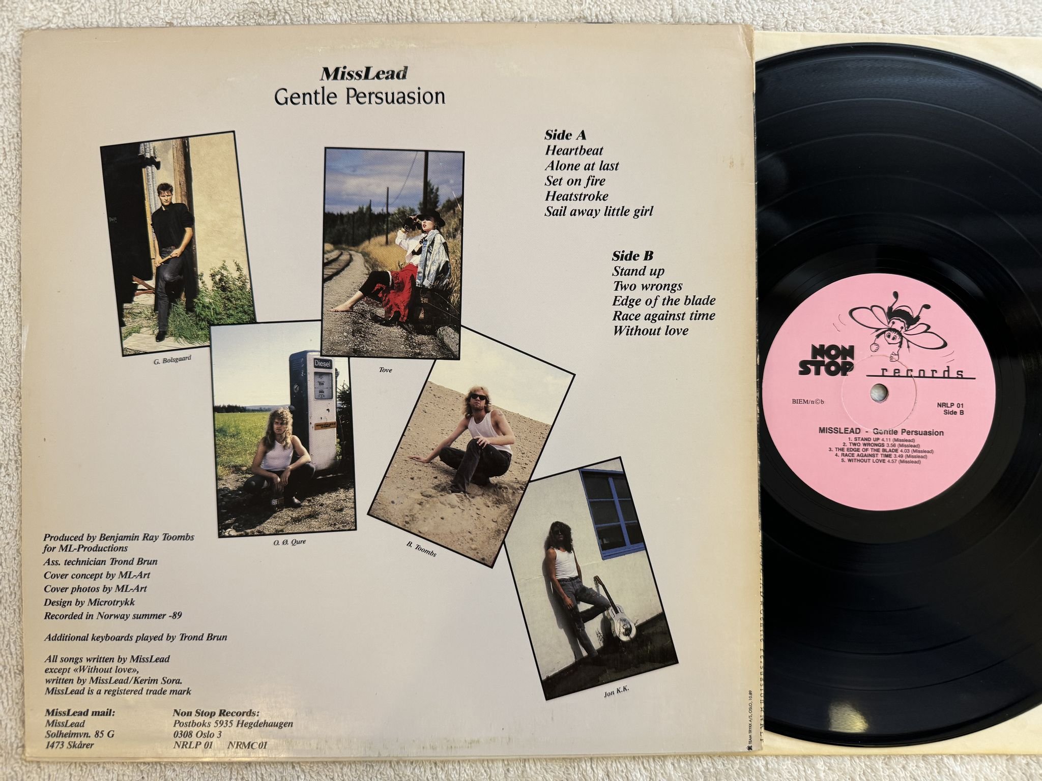 Omslagsbild för skivan MISSLEAD gentle persuasion LP -89 Norway NON STOP NRLP 01