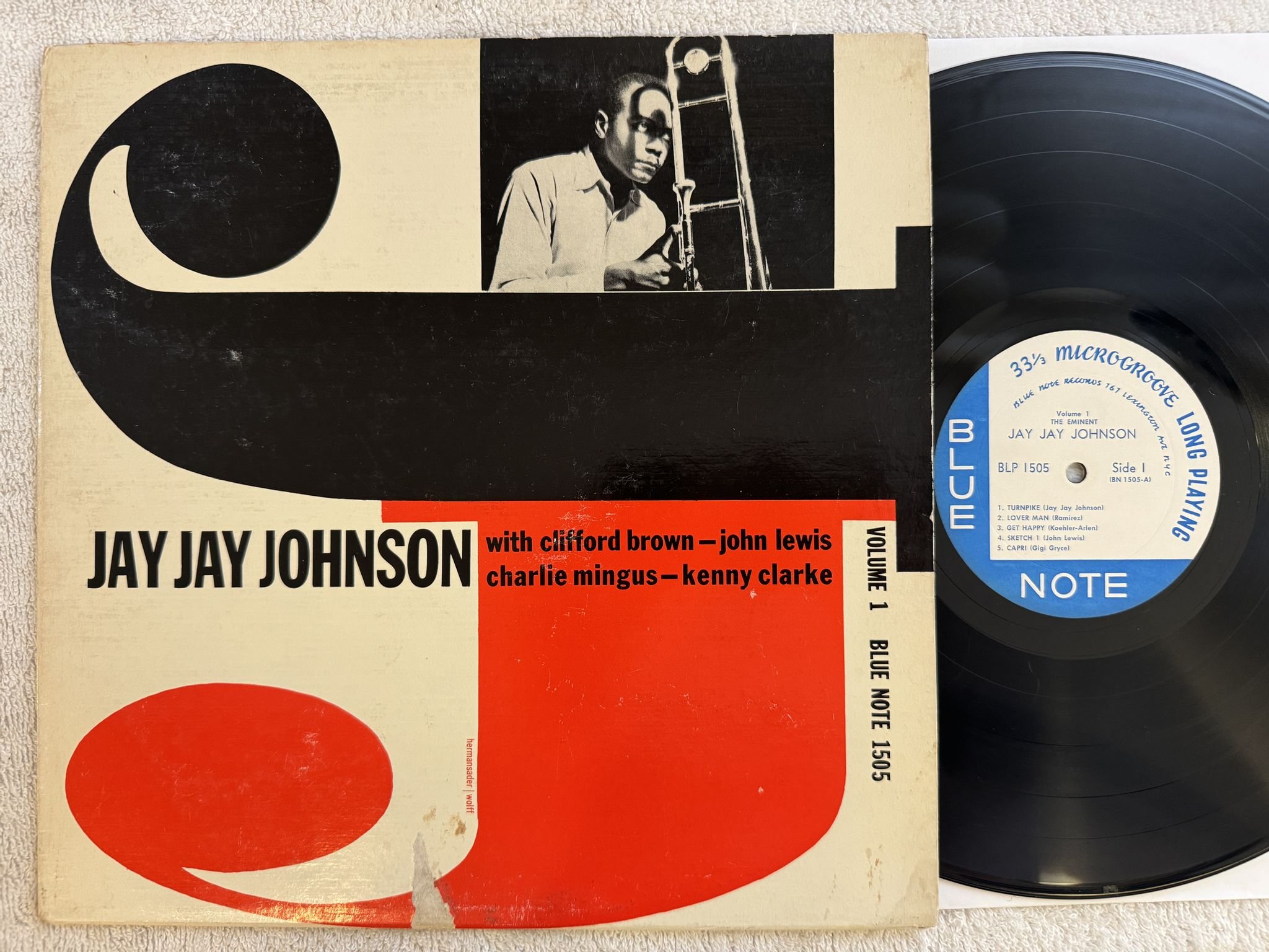 Omslagsbild för skivan JAY JAY JOHNSON The Eminent vol 1 LP US BLUE NOTE BLP 1505 LEXINGTON ADRESS