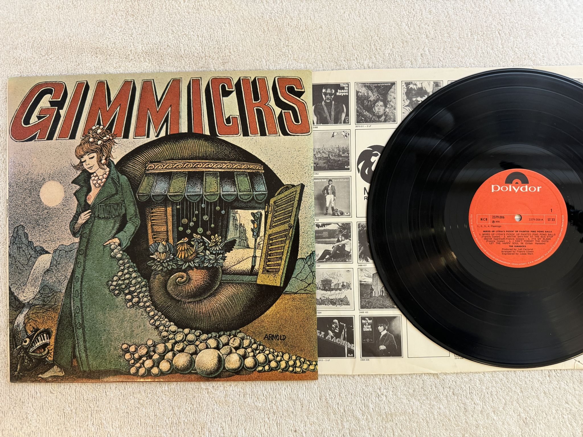 Omslagsbild för skivan GIMMICKS Mixed Up Lydia's Pickin' Up Painted Ping Pong Balls LP -70 PSYCH-JAZZ