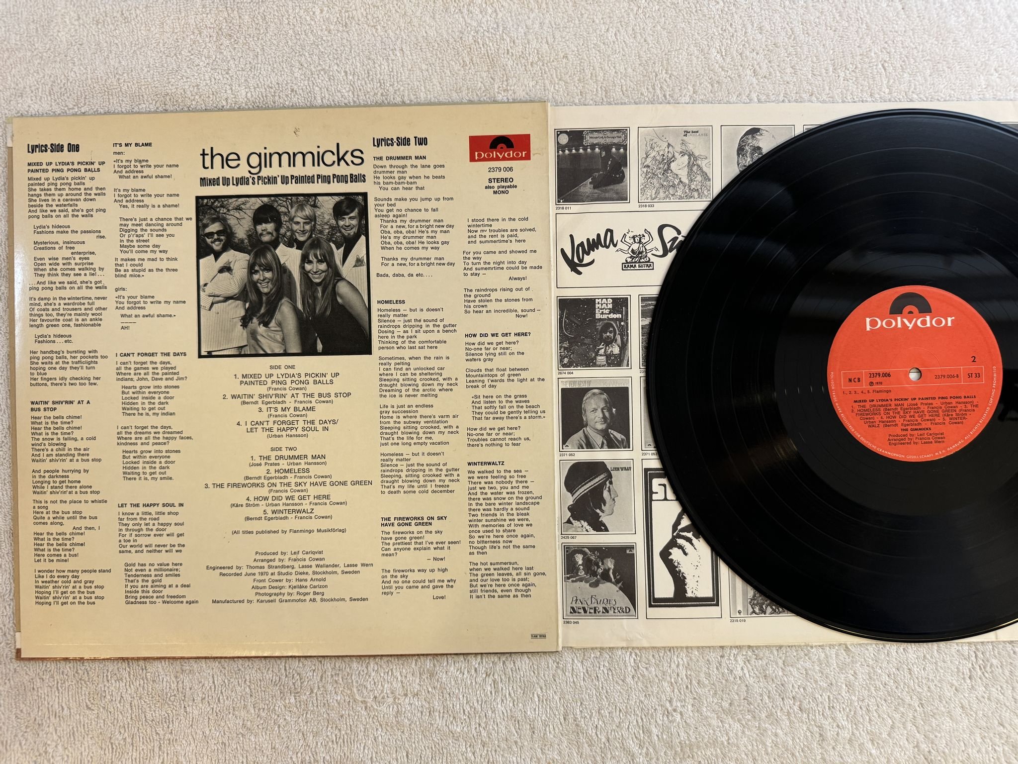 Omslagsbild för skivan GIMMICKS Mixed Up Lydia's Pickin' Up Painted Ping Pong Balls LP -70 PSYCH-JAZZ